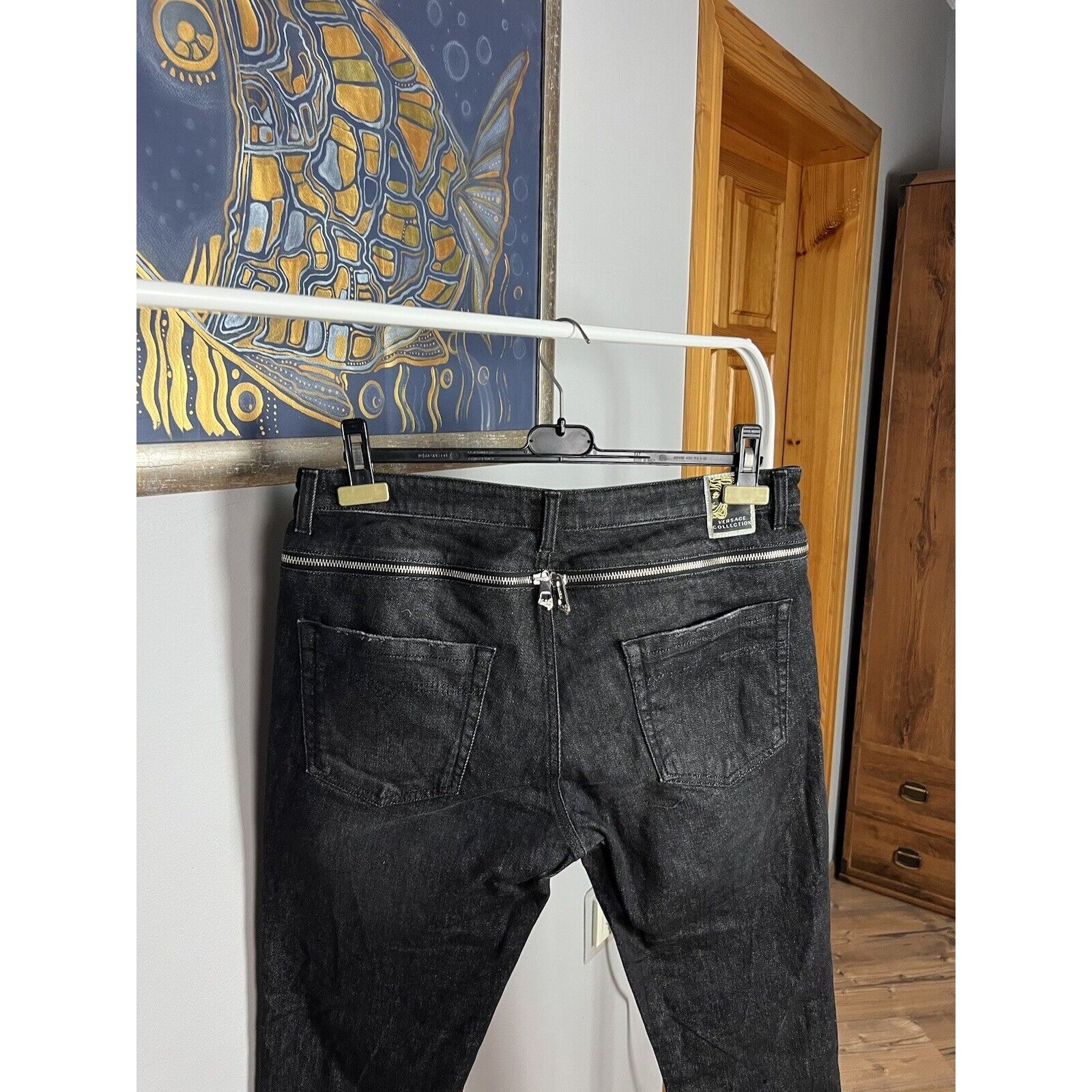 Versace MINT! Versace Collection Dark Black Men`s Slim Fit Jeans Pan Size US 36 / EU 52 - 7 Thumbnail