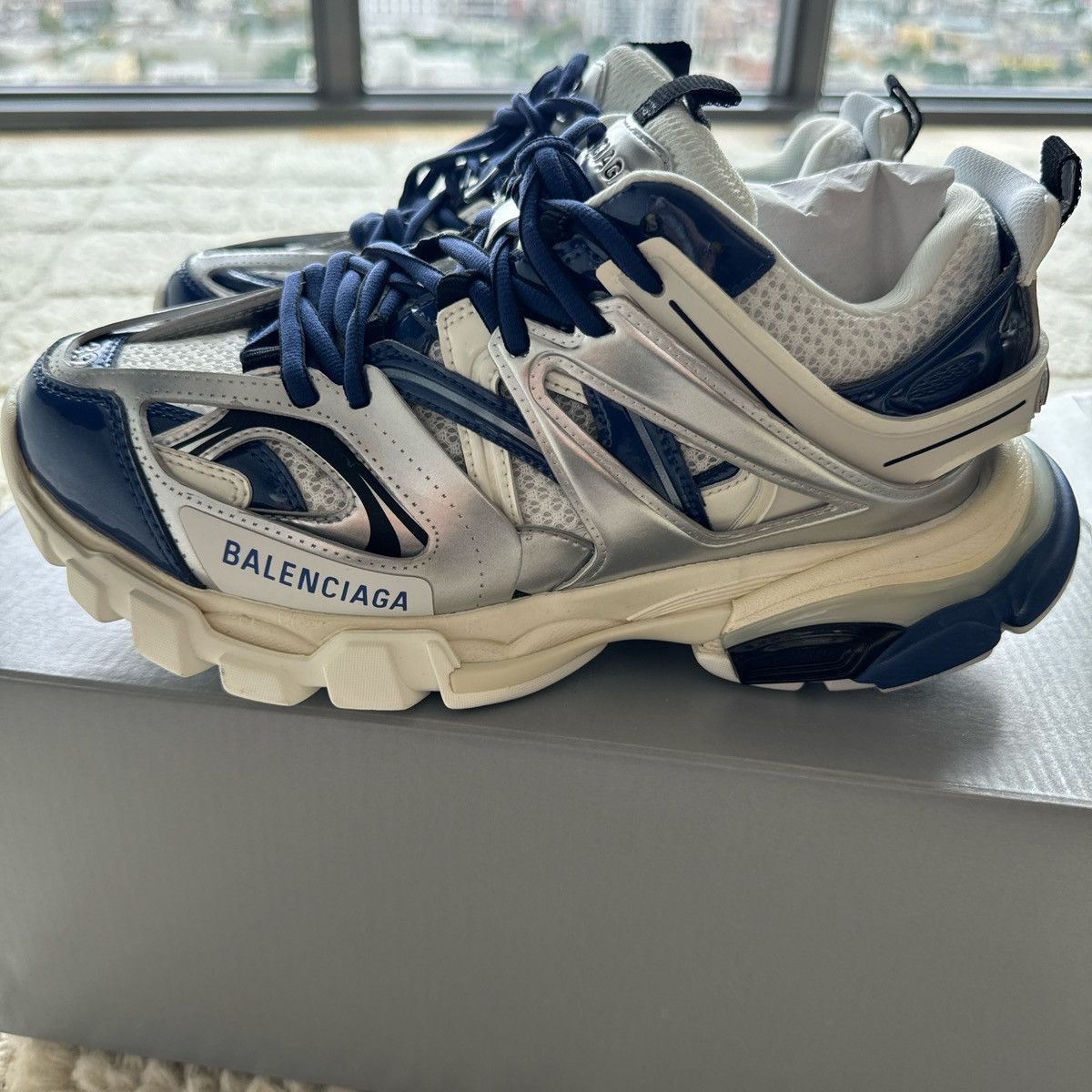 Balenciaga New Balenciaga Track LED Sneaker Metallic Silver and Blue Size US 9 / IT 39 - 7 Thumbnail