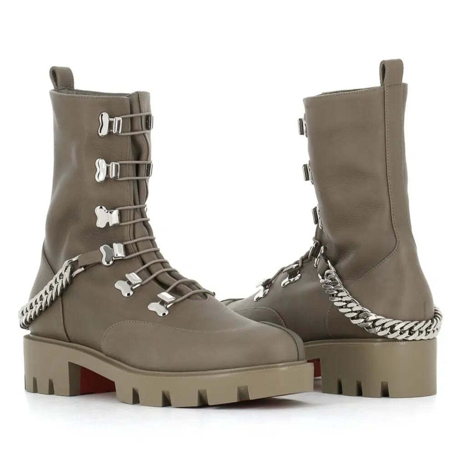 Christian Louboutin Christian Louboutin Horse Flat Silex Grey Leather Combat Size US 7 / IT 37 - 5 Thumbnail