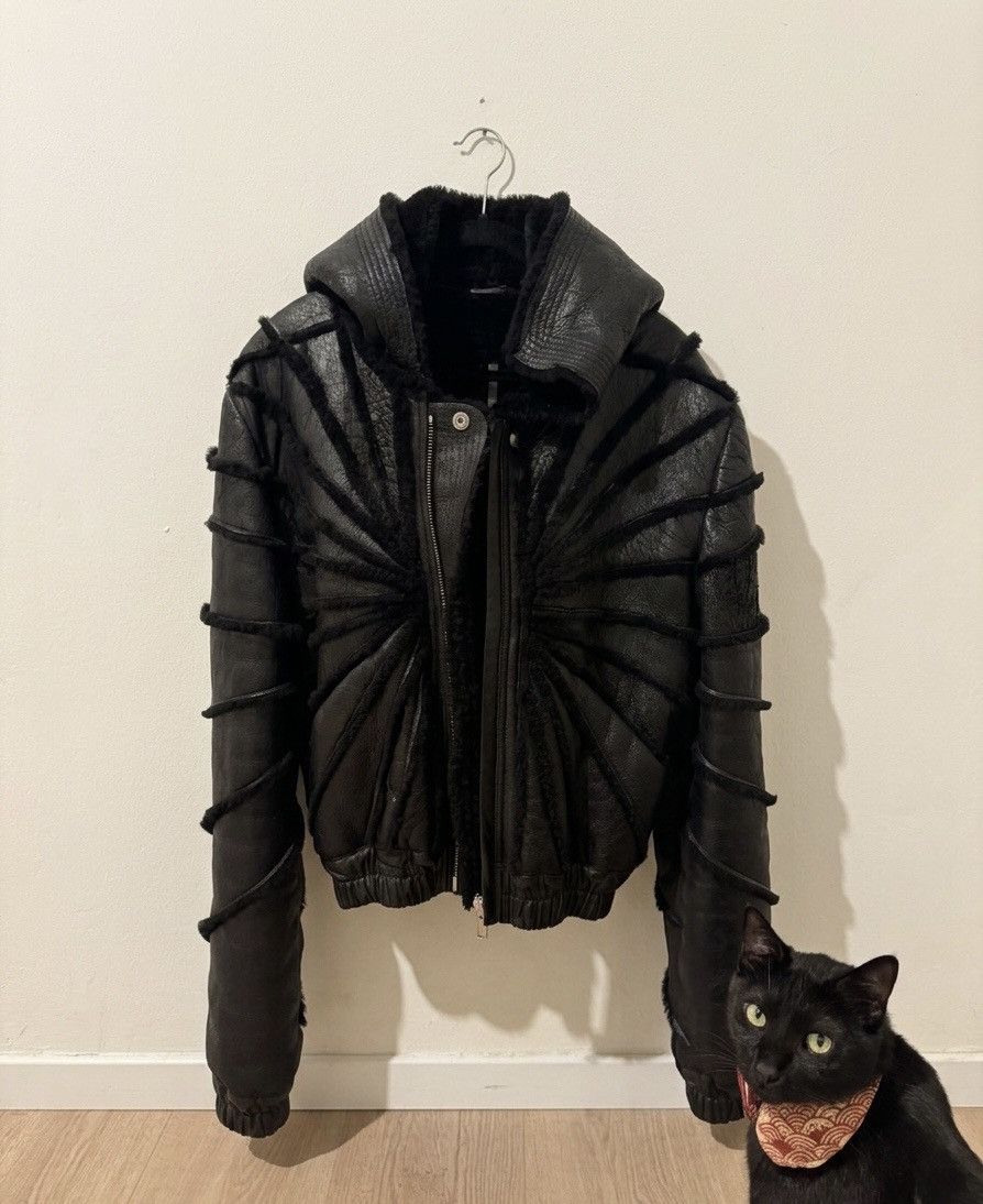 Rick Owens Rick Owens FW15 Intarsia Shearling Leather Jacket | Grailed