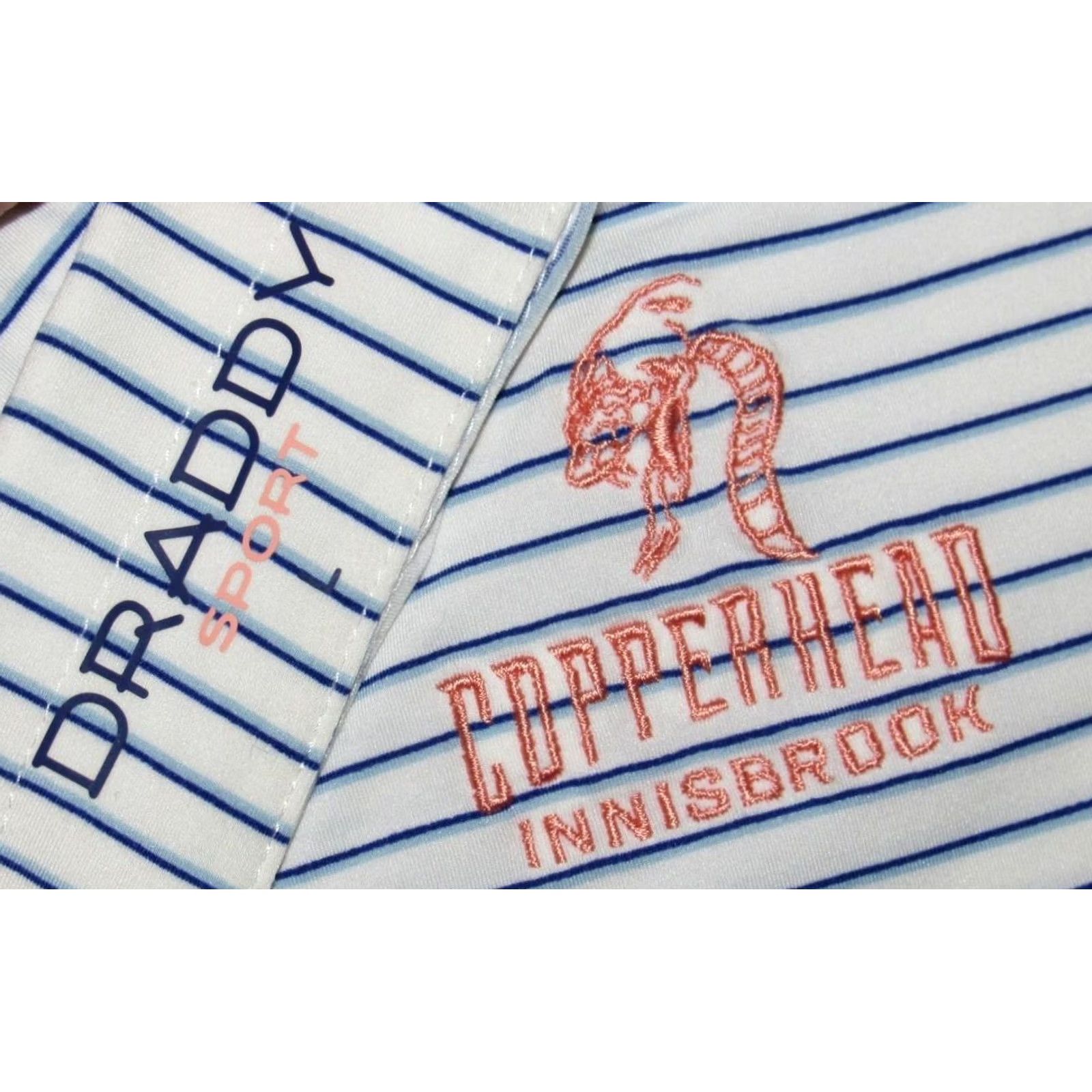 Vintage B DRADDY SPORT Copperhead Innisbrook Short Sleeve Performance Polo Shirt Large Shirt Mens Large White Copperhead Innisbrook 75% Polyester 25% Spandex Size US L / EU 52-54 / 3 - 3 Thumbnail