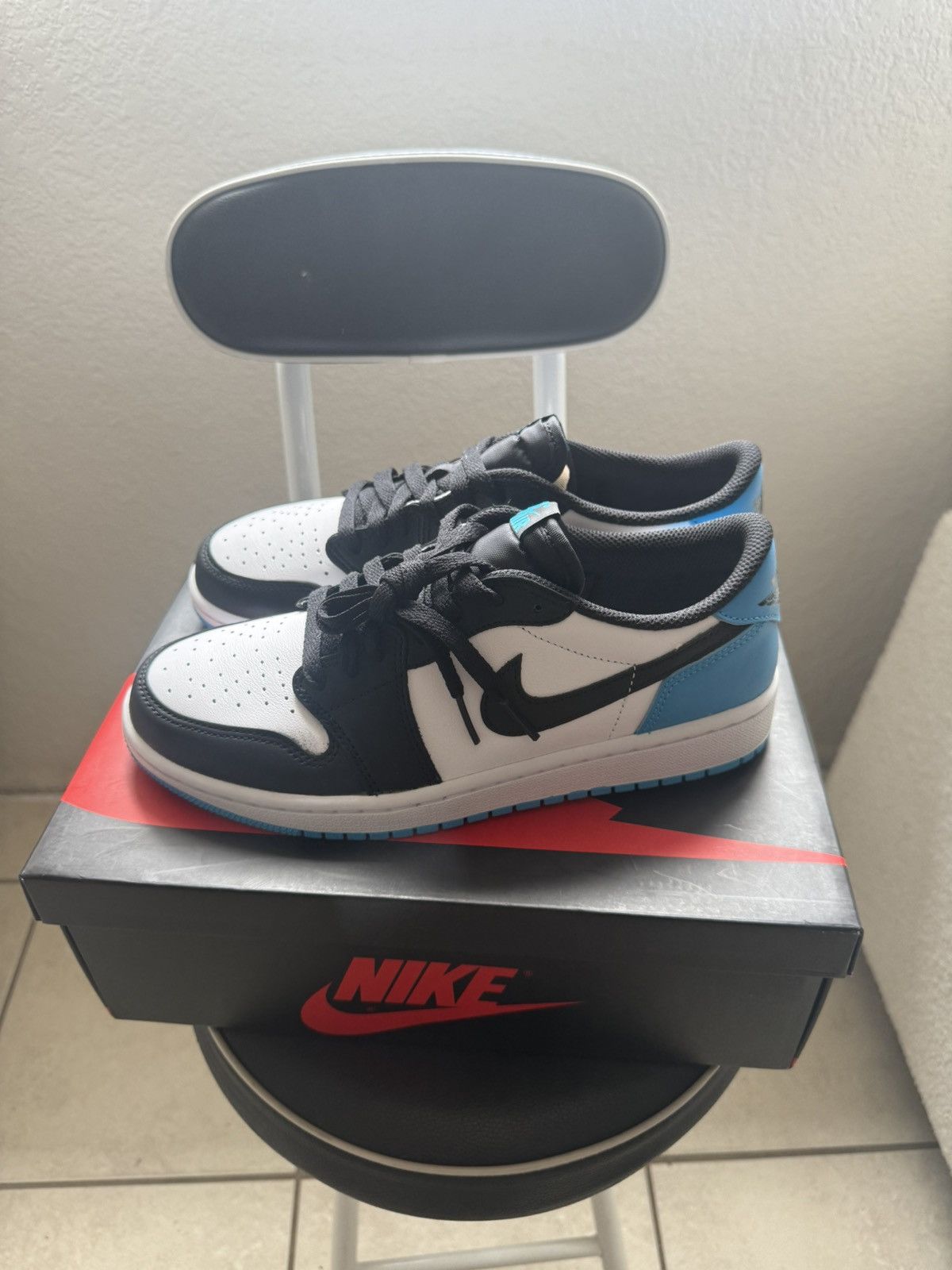Nike Jordan 1 Retro Low OG Black dark Powder Blue Size US 9 / IT 39 - 3 Thumbnail