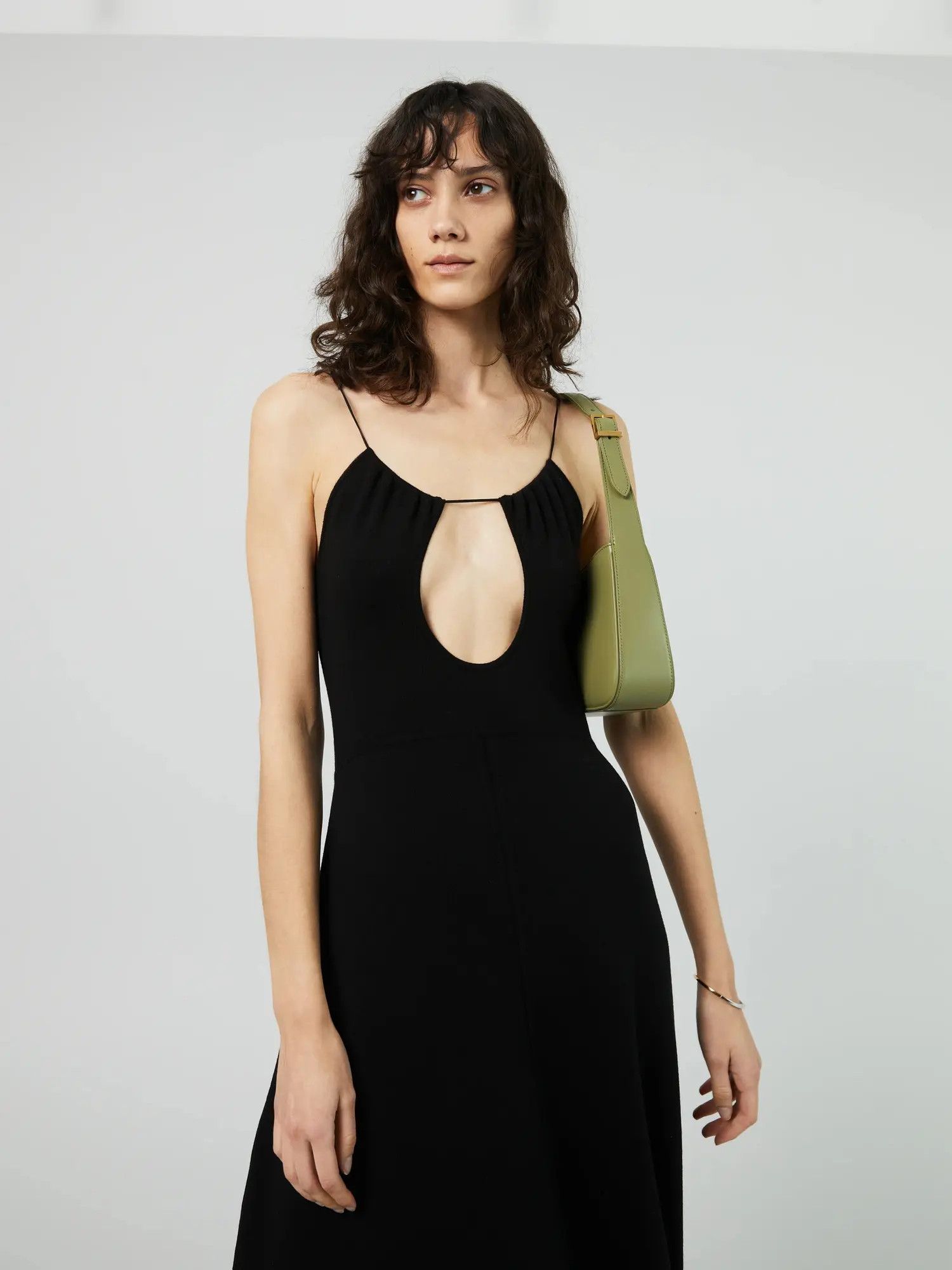 Saint Laurent Paris o1s1wg111024 Long Dress in Wool in Black Size XS / US 0-2 / IT 36-38 - 3 Thumbnail