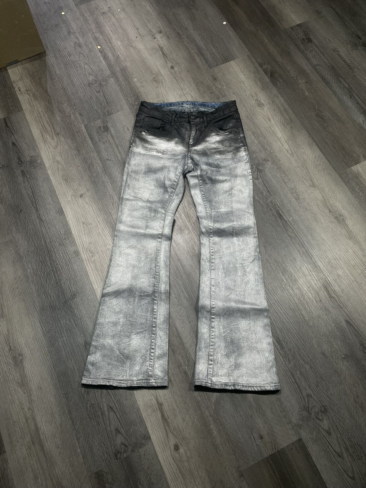 Other X3RLY Custom “Silver Gradient” Waxed Jeans Size US 29 - 2 Thumbnail