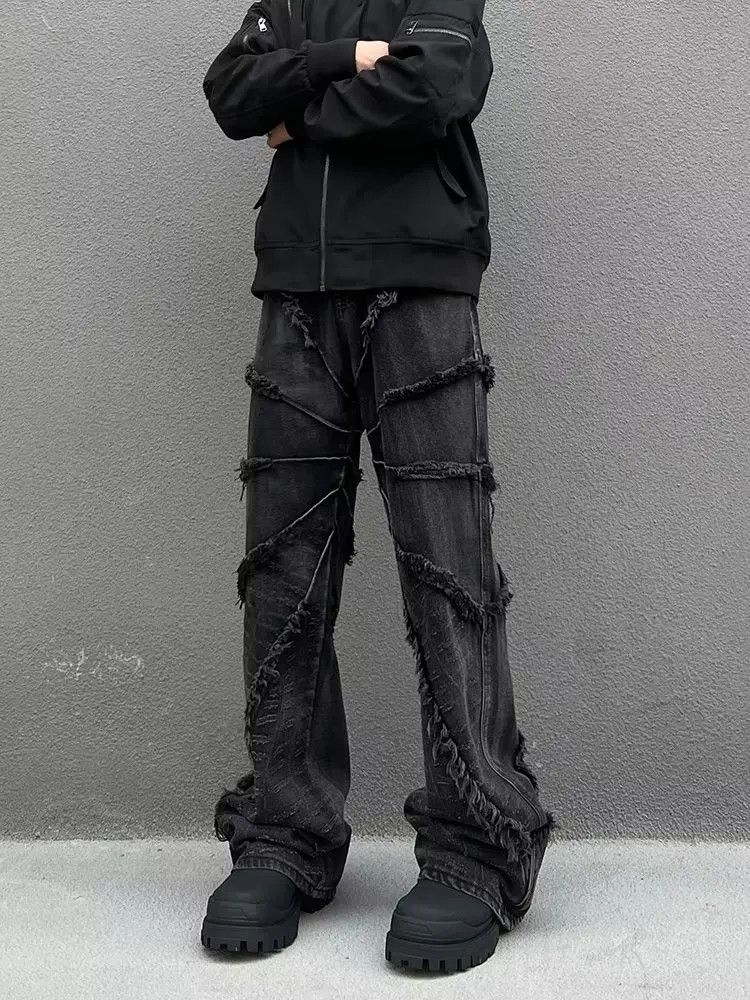 Designer × Japanese Brand Washed Black Baggy Stacked Jeans Size US 33 - 7 Thumbnail