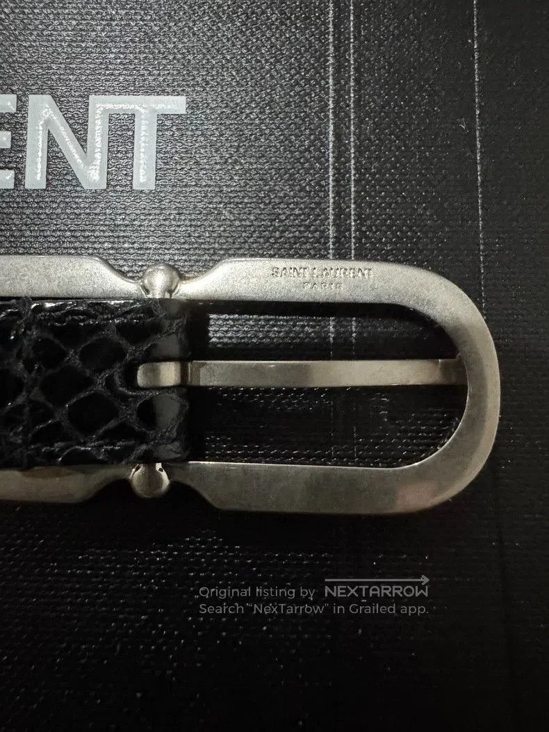 Saint Laurent Paris Saint Laurent YSL Black Silver Snake Belt . Size ONE SIZE - 2 Thumbnail