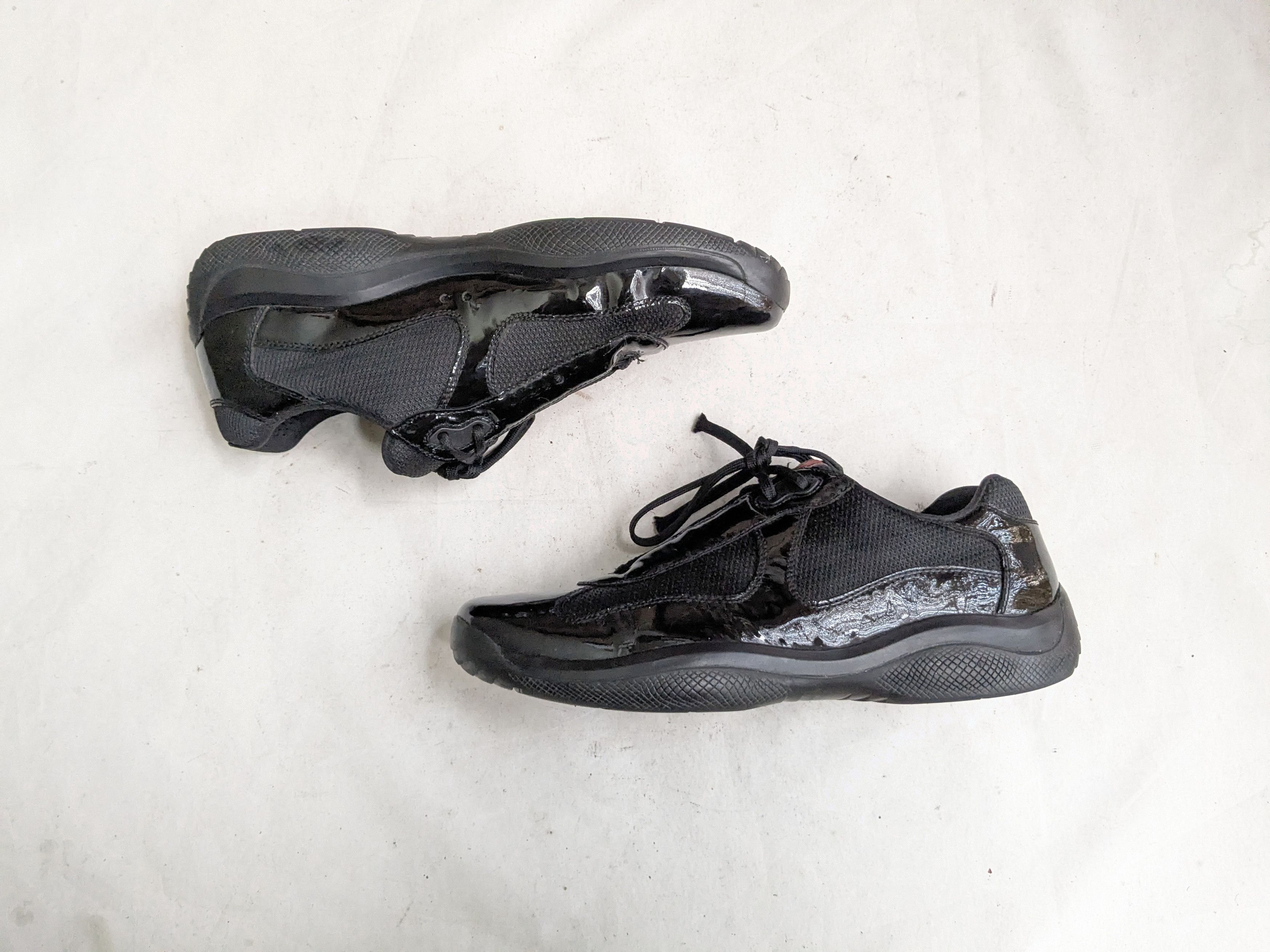 Prada America's Cup Black Patent Leather 10.5 Low Tops