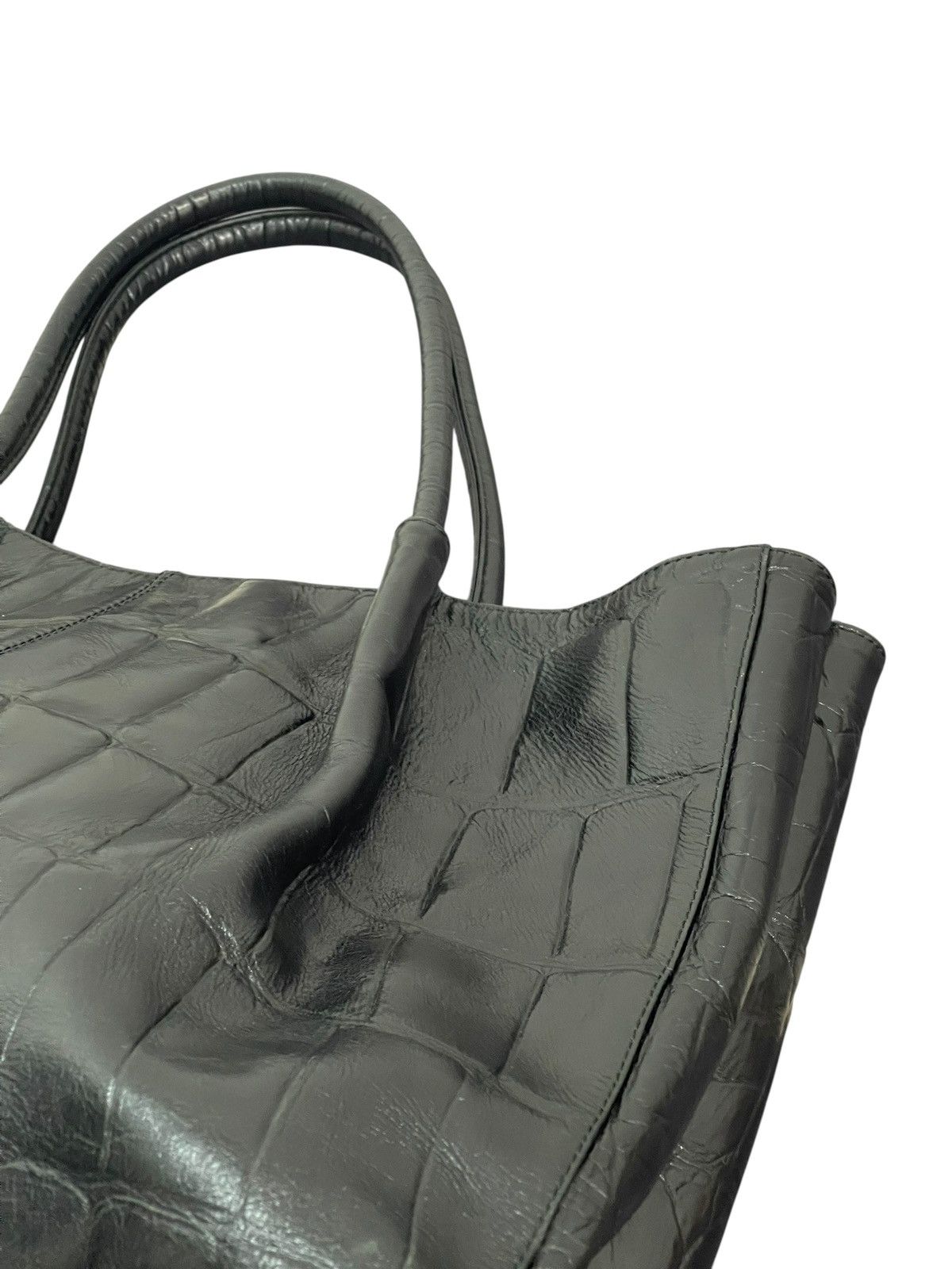 Genuine Leather Crocodile Embossed Leather Unknown Tote Shoulder Bag 7🟩 Size ONE SIZE - 9 Thumbnail