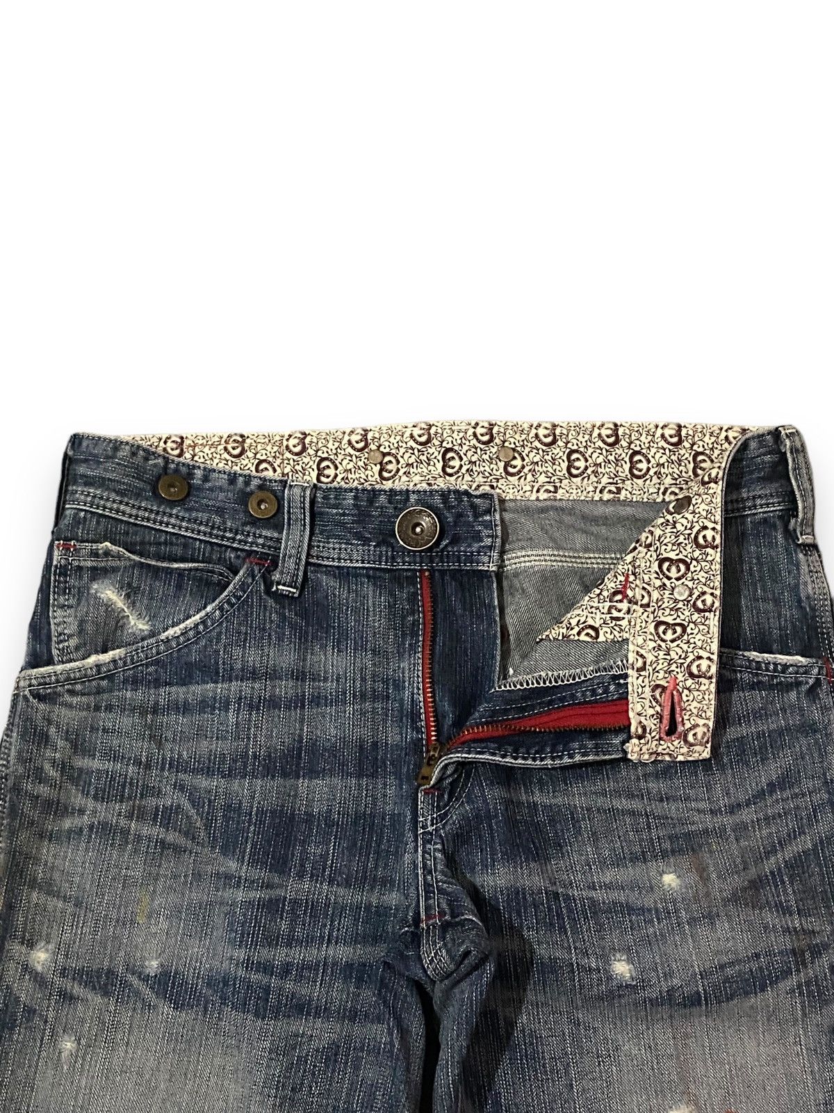 Edwin × Japanese Brand FLARE 🔥 Edwin 503 Blue Trip Distressed Splash Paint Denim Size US 33 - 13 Thumbnail