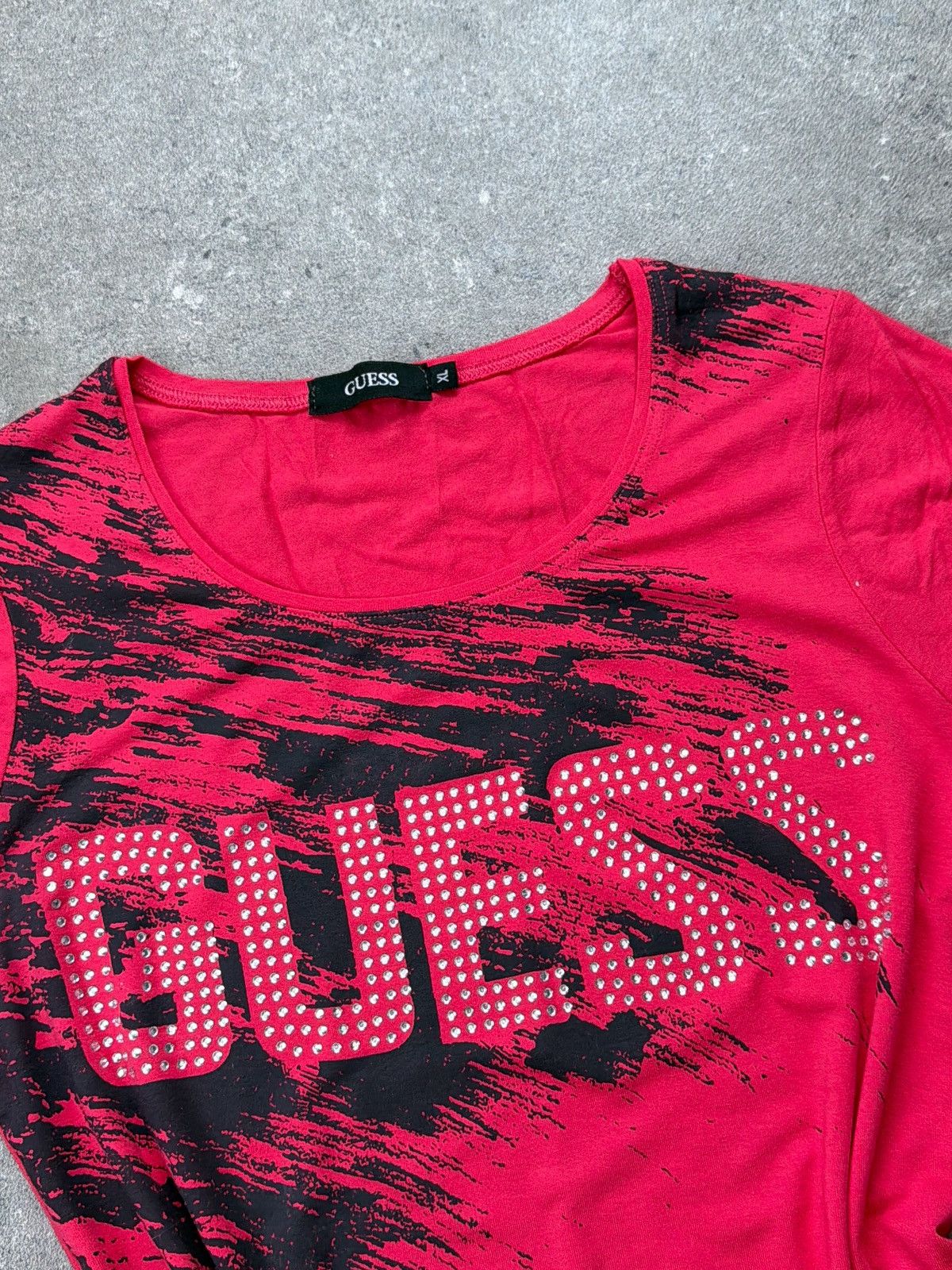 Guess Vintage Y2K Guess Rhinestones Big Logo Retro Sexy T-shirt Size XL / US 12-14 / IT 48-50 - 2 Thumbnail