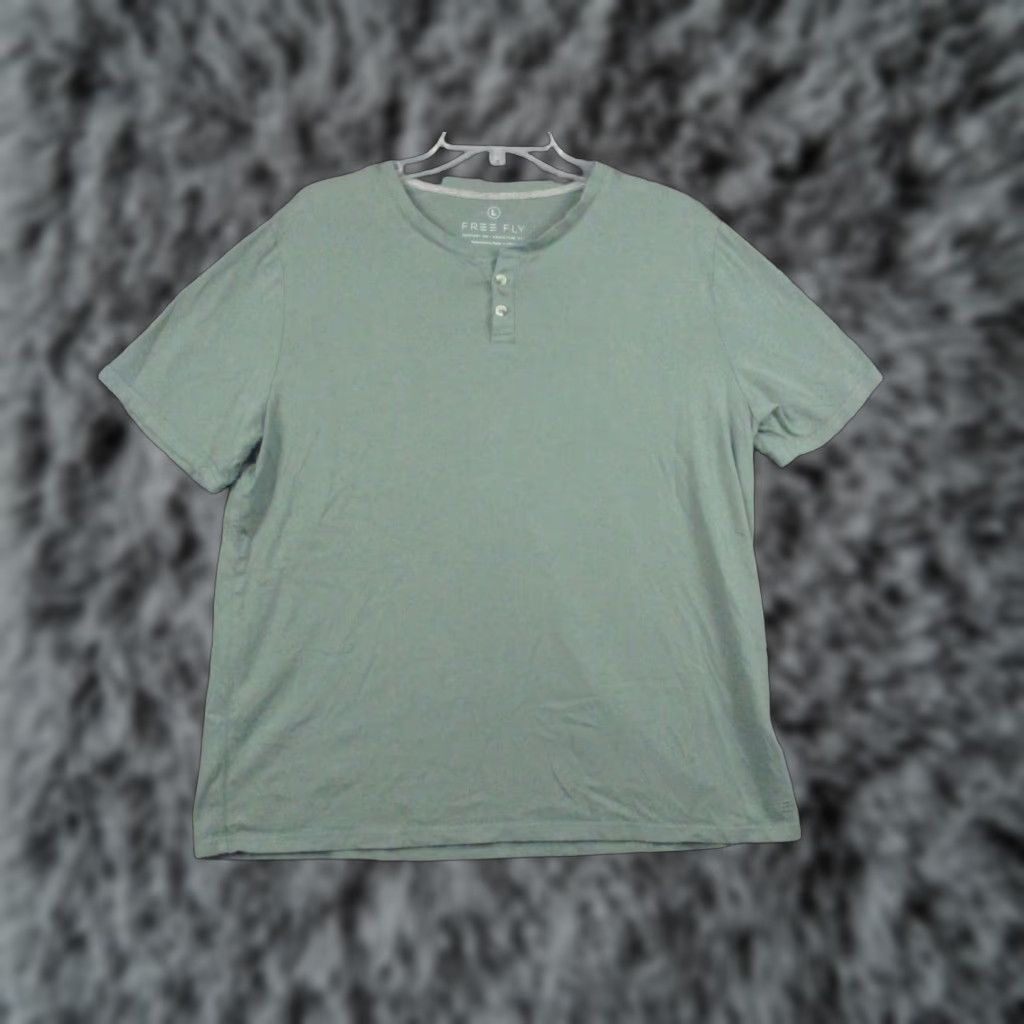 Vintage Free Fly Mens Polo Shirt L Green Bamboo Short Sleeve Crew Neck Solid Pattern - Polo, Men, 46 in Chest, Regular Fit, Super Soft Size US L / EU 52-54 / 3 - 1 Thumbnail