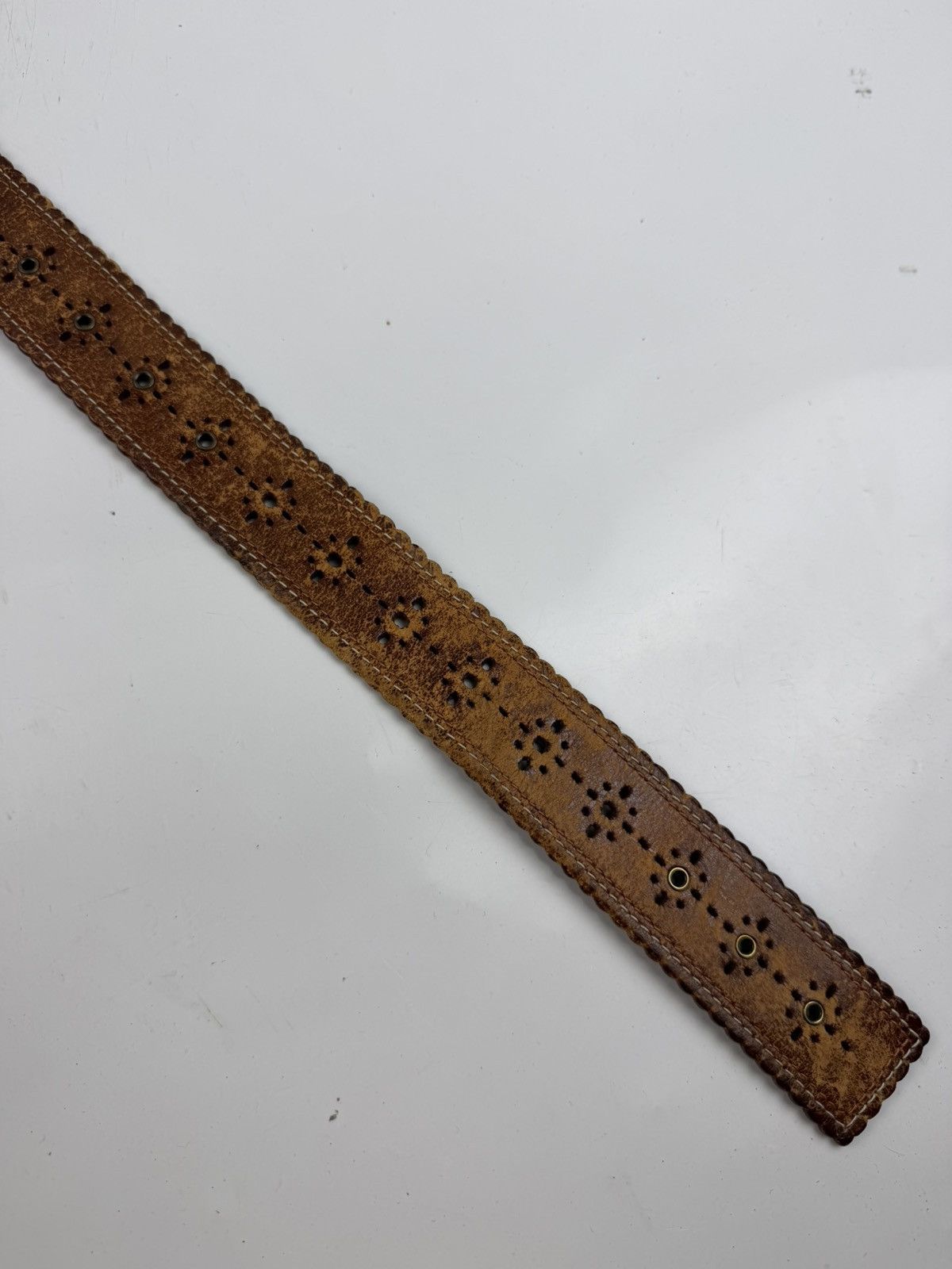 Japanese Brand rare design studded leather belt tc52 Size 32 - 3 Thumbnail