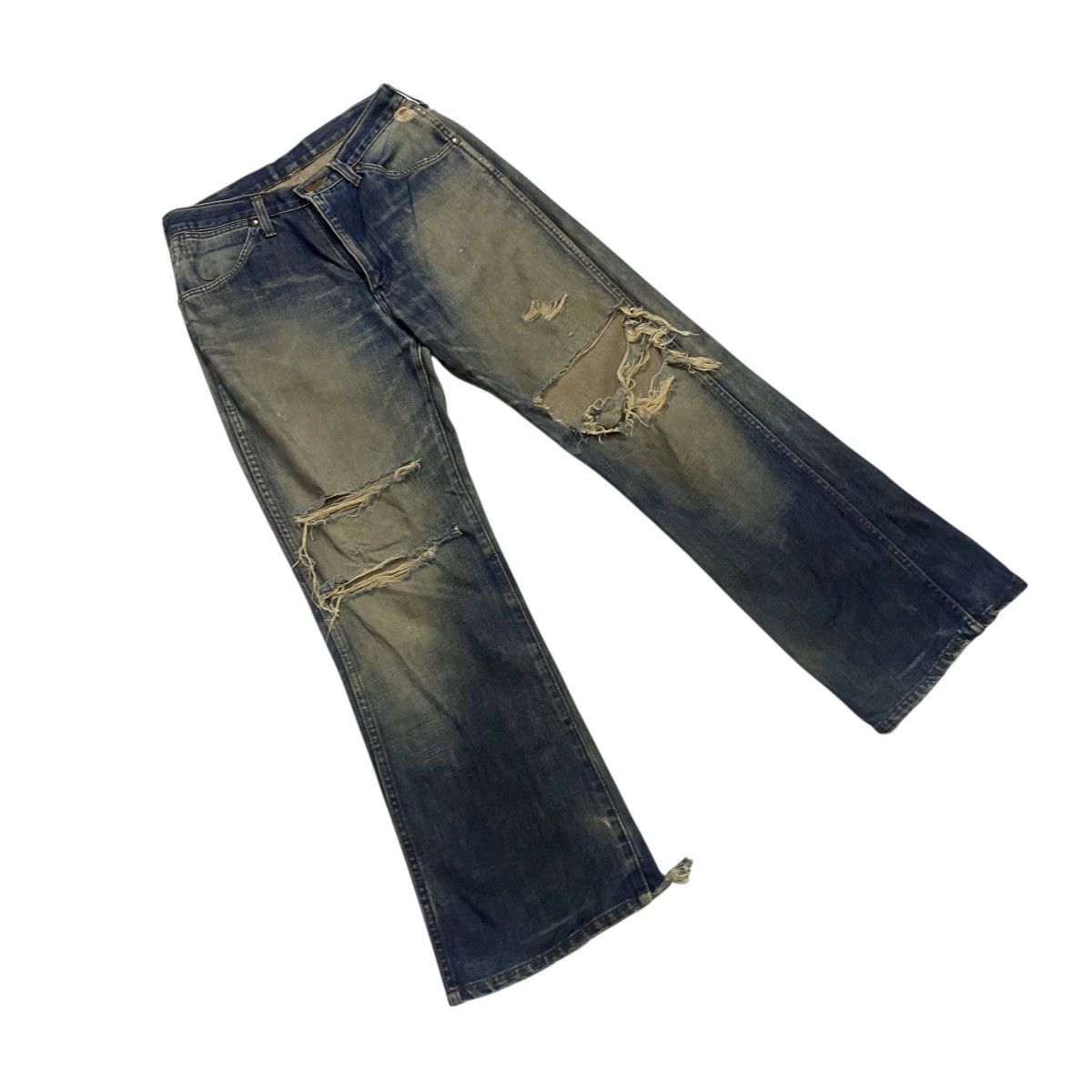 Vintage × Wrangler Wrangler distressed denim flare pant Size US 29 - 2 Thumbnail