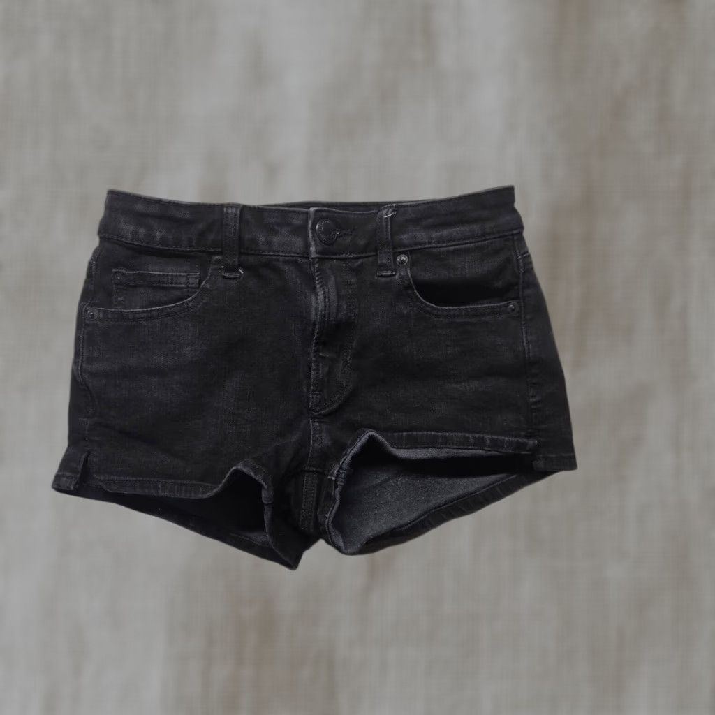 American Eagle Outfitters VINTAGE American Eagle Womens Denim Shorts 0 High Rise Cut-Off Stretch Black 90s Summer Women Size 25" / US 0 / IT 36 - 1 Thumbnail