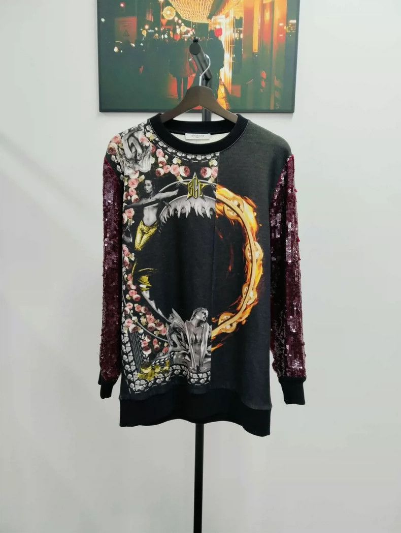 Givenchy Givenchy All Ziyi's Wine Red Sequined Sleeve Hoodie Size US S / EU 44-46 / 1 - 1 Thumbnail