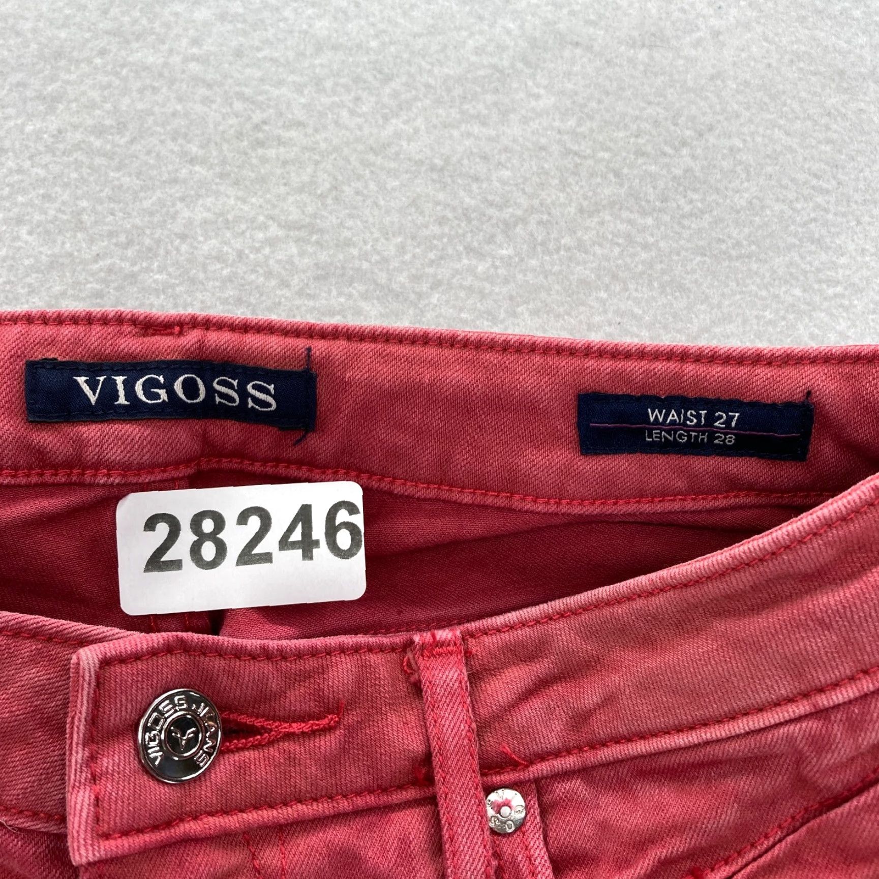 Vintage VIGOSS Chelsea Skinny Jeans Women's 27 Pink Denim Distressed Grunge Stretch 5-Pocket Inseam 28 Dark Pink Size 27" / US 4 / IT 40 - 6 Thumbnail