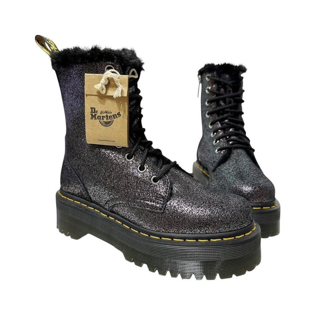 Dr. Martens DR. MARTENS Jadon Faux Fur Metallic Leather Platform Boots Size US 6 / IT 36 - 1 Thumbnail