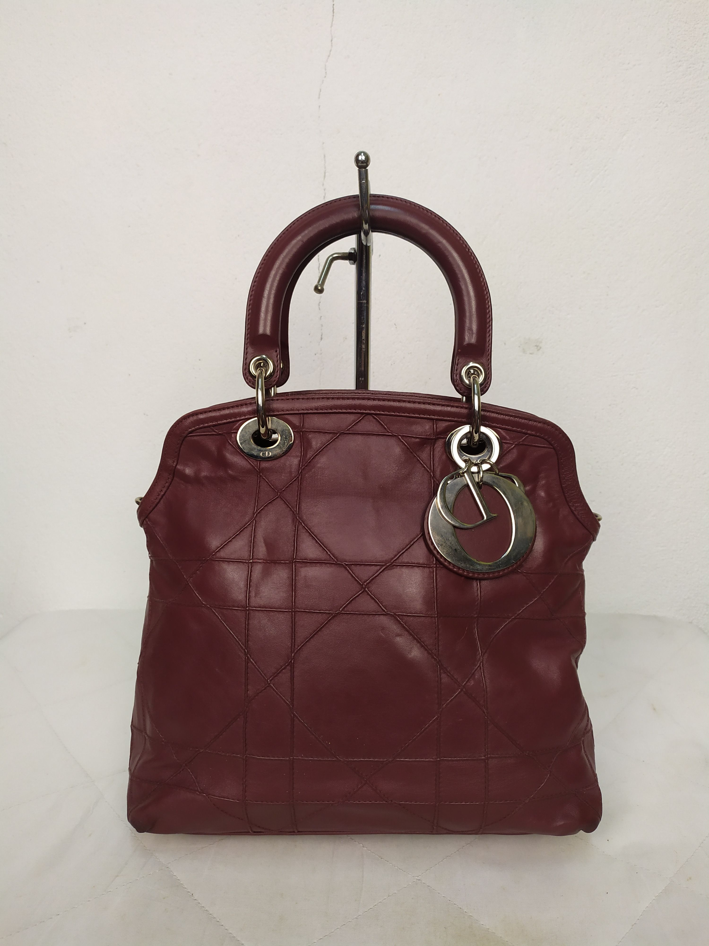 Dior Christian Dior Red Cannage Leather Lambskin Handbag Size ONE SIZE - 1 Thumbnail