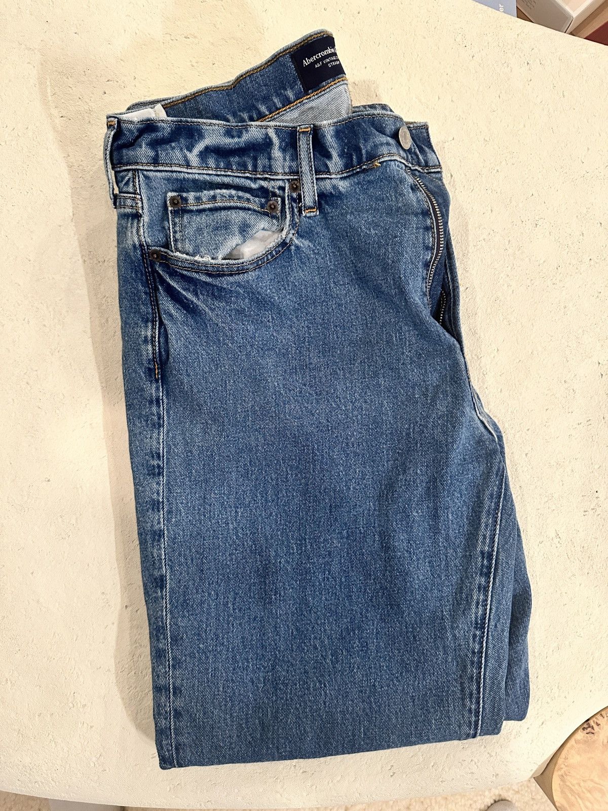 Abercrombie & Fitch Abercrombie Vintage Stretch Straight Jeans Size US 34 / EU 50 - 1 Thumbnail