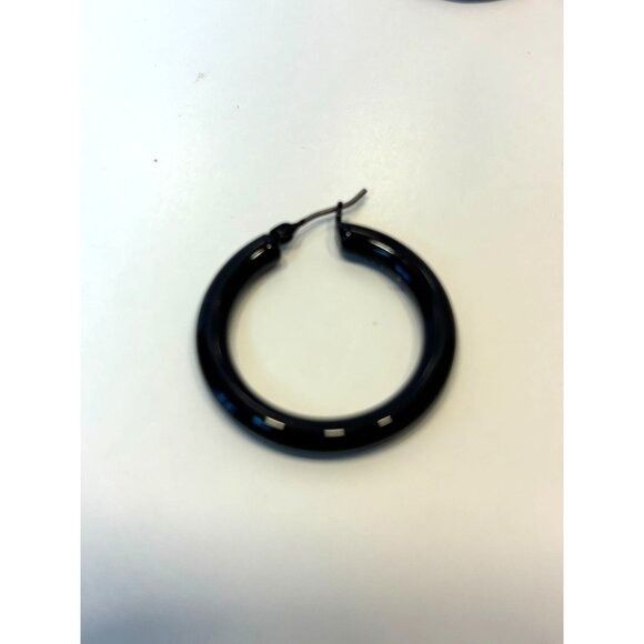 DKNY DKNY BLACK HOOP EARRINGS Size ONE SIZE - 3 Thumbnail