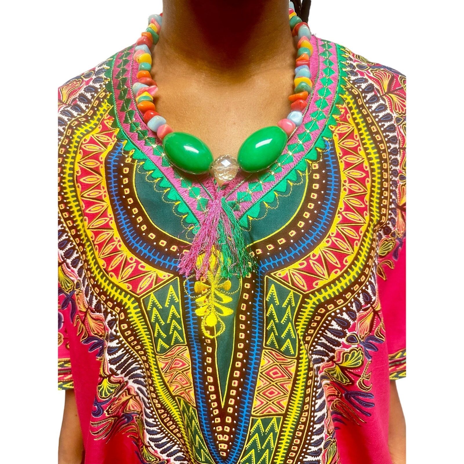 Other Hot pink oversized African dashiki with gorgeous pattern Size XXL / US 16-18 / IT 52-54 - 2 Thumbnail