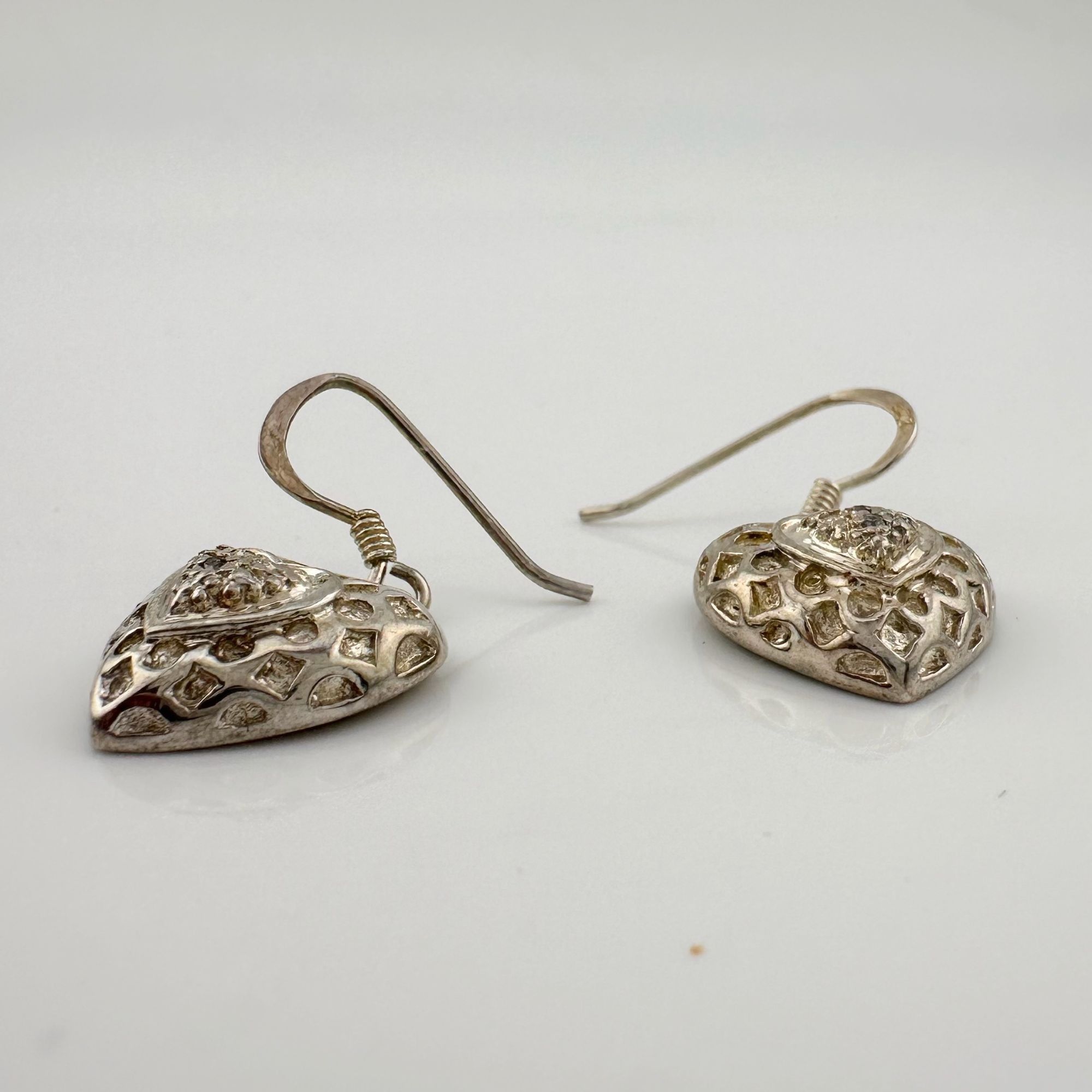 Other Sterling Silver Heart Dangle Earrings with Small Diamond Size ONE SIZE - 5 Thumbnail