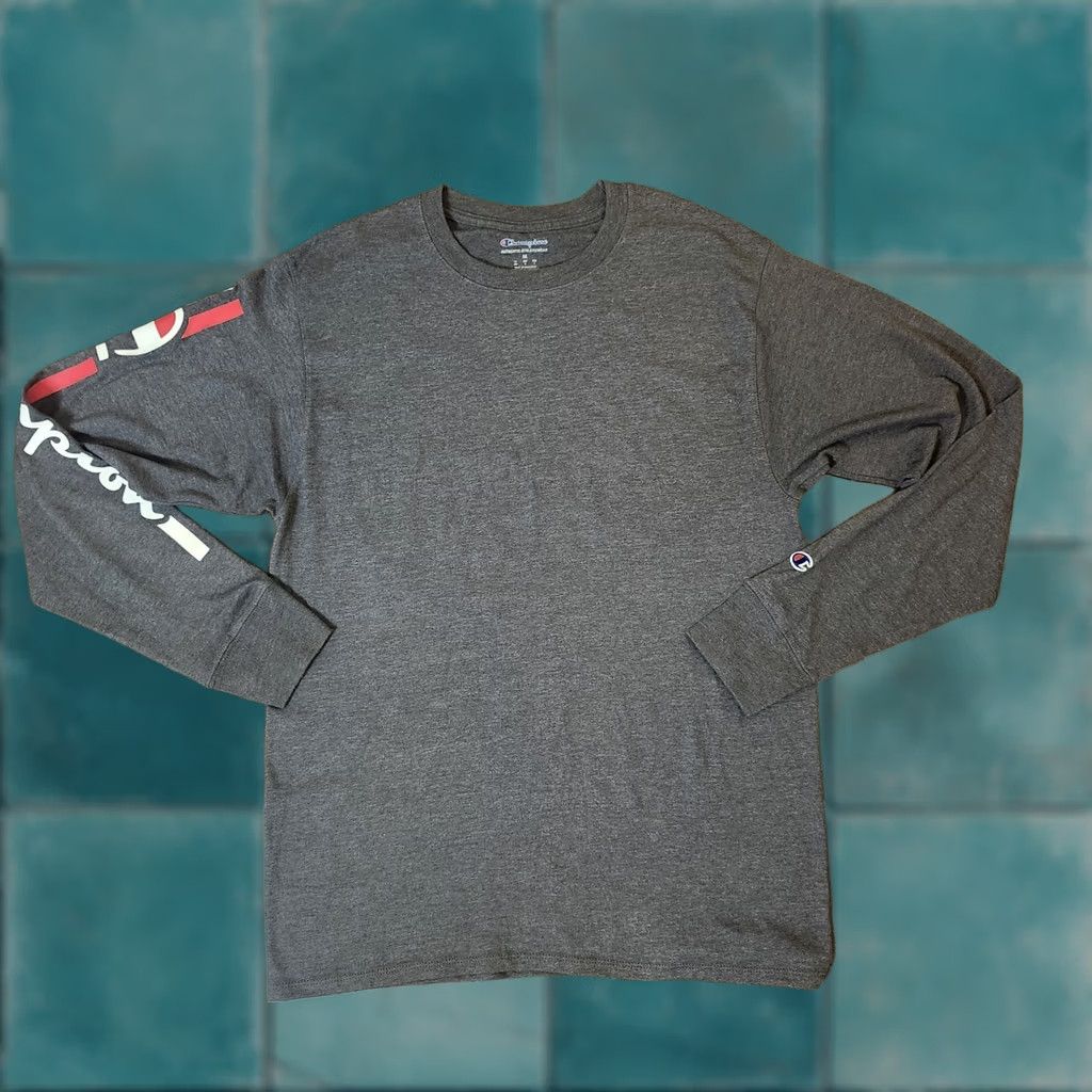 Champion Champion Men's Long Sleeve Shirt M Gray Heathered Pullover Crew Neck Activewear Regular Stretch Gym & Training - Spring Fall Winter Size US M / EU 48-50 / 2 - 1 Thumbnail