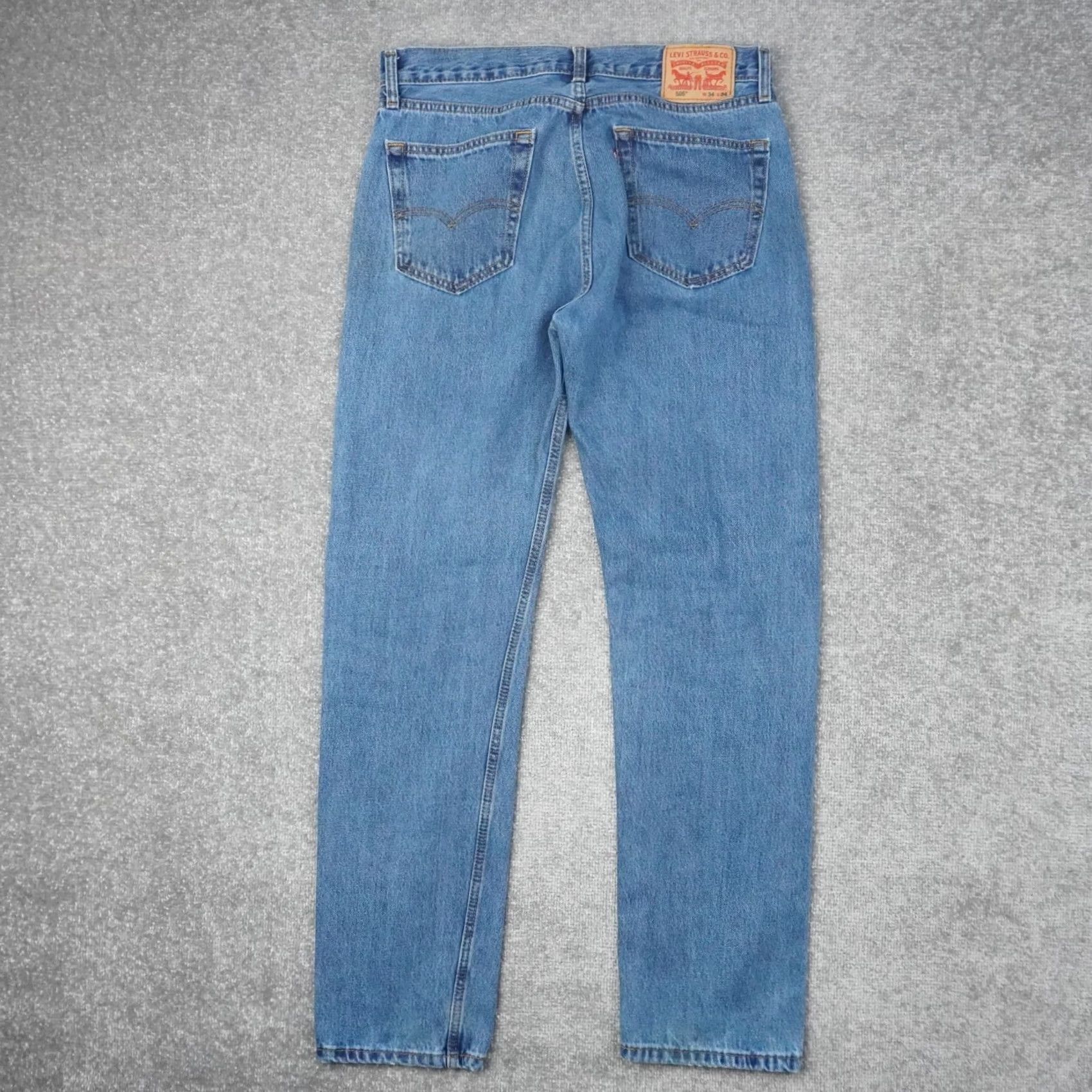 Levi's Levi's 505 Straight Leg Mens 34x34 Medium Wash Blue Denim Jeans Size US 34 / EU 50 - 2 Thumbnail