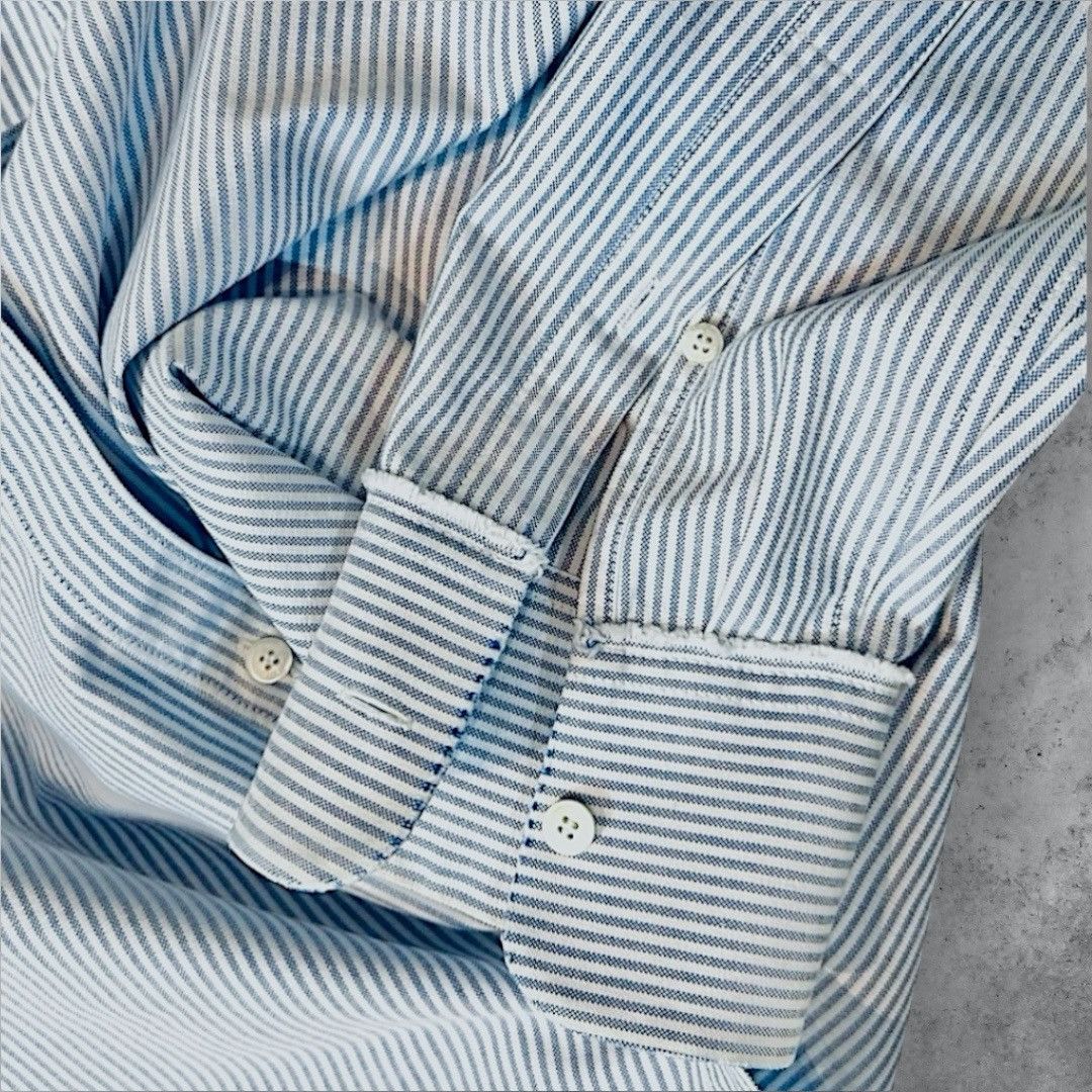 Golden Goose GOLDEN GOOSE White & Light Blue Stripes Long Sleeves Shirt Size US M / EU 48-50 / 2 - 4 Thumbnail