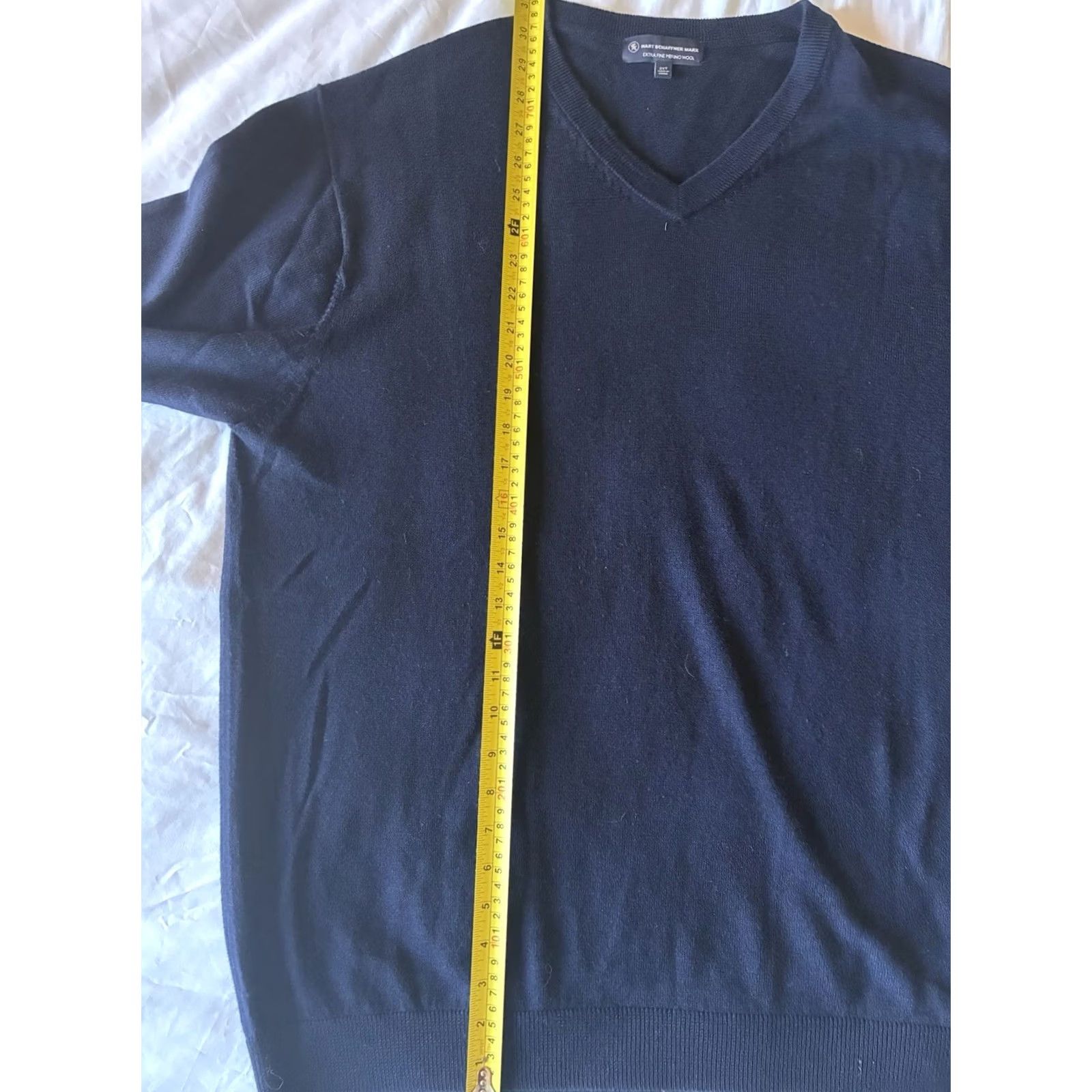 Hart Schaffner Marx Hart Schaffner Marx Sweater V-Neck Men 2XT Navy Wool Extra Fine Merino Pullover Long Sleeve Solid Knit Classic Luxury Big & Tall Size US XXL / EU 58 / 5 - 6 Thumbnail