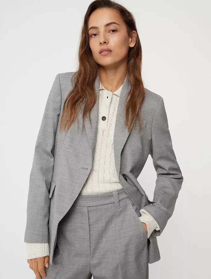 Brunello Cucinelli o1w1db10825 Woven Jacket Wool in Light/Pastel Grey Size XL / US 12-14 / IT 48-50 - 4 Thumbnail