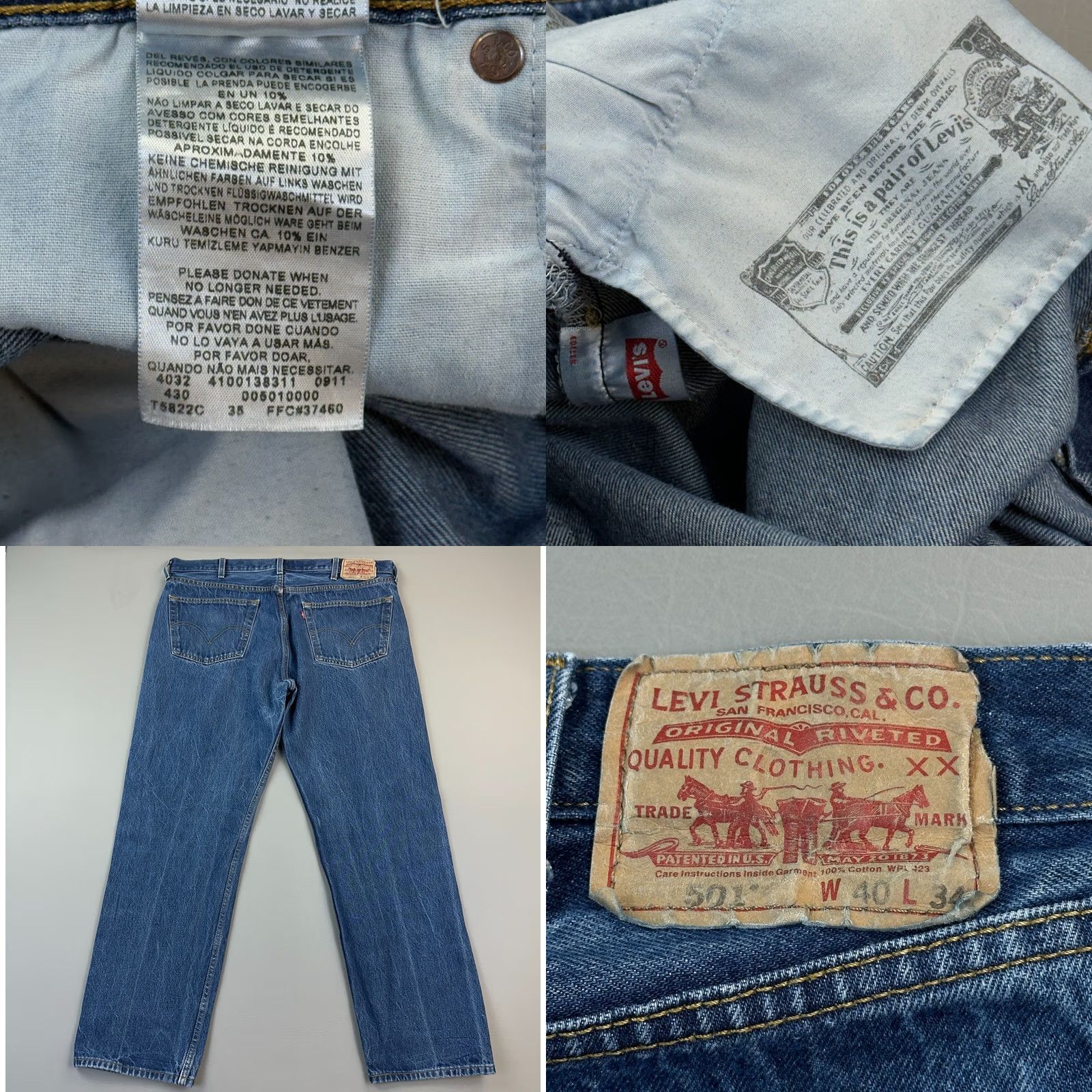 Levi's Levi's 501 Jeans Mens 40x34 40x31 Dark Wash Straight Button Fly Casual Size US 40 / EU 56 - 8 Thumbnail