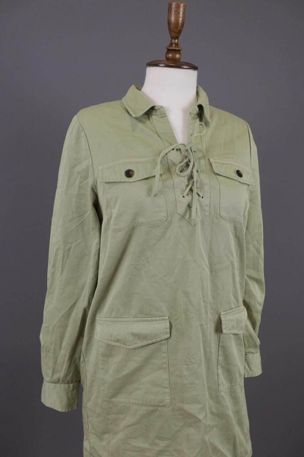 Designer Sezane Green Denim A-Line Short Dress Size 39 Size M / US 6-8 / IT 42-44 - 6 Thumbnail