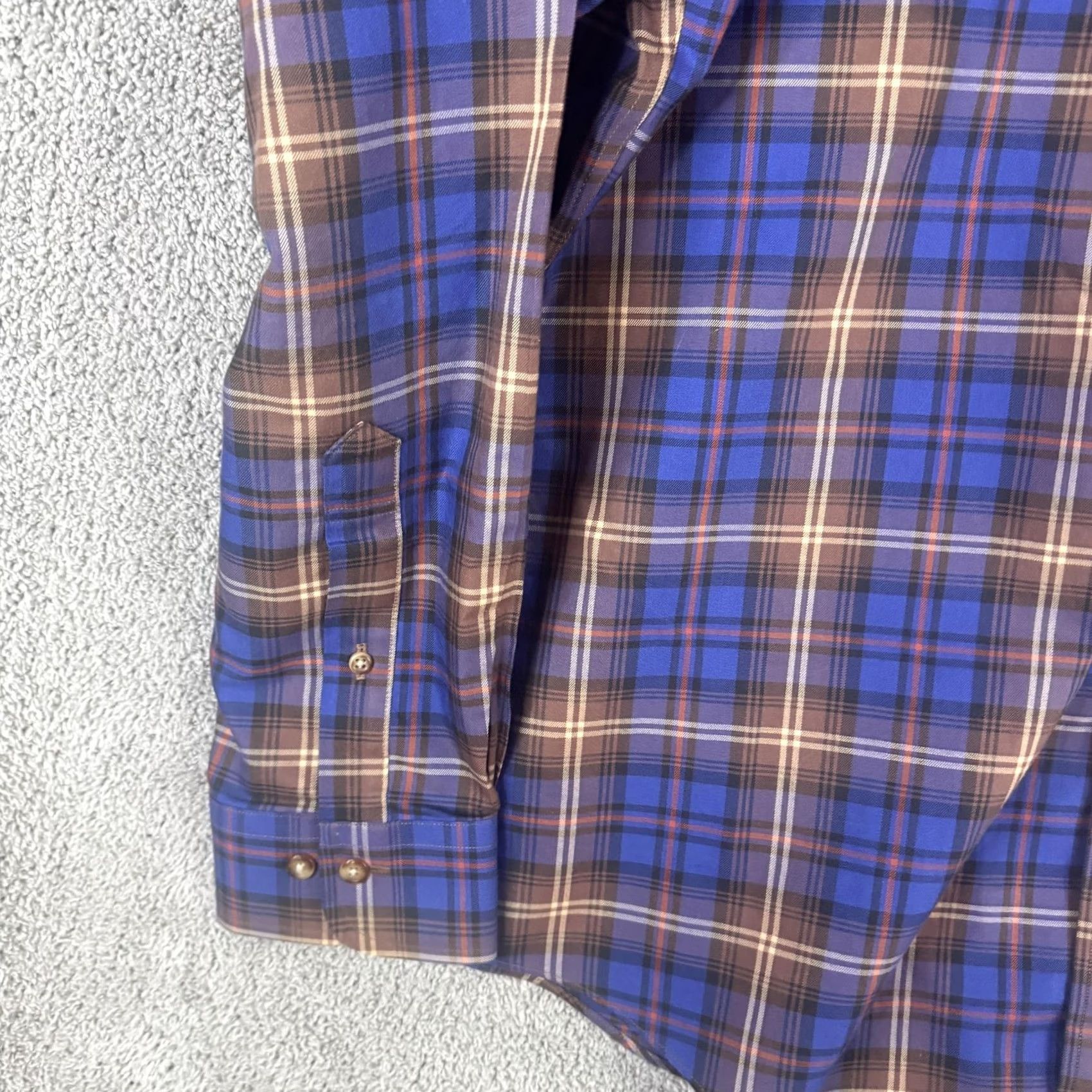 Brooks Brothers Brooks Brothers Shirt Mens XL Blue Plaid Non Iron Slim Fit Cotton Button Front Shirt Size US XL / EU 56 / 4 - 2 Thumbnail