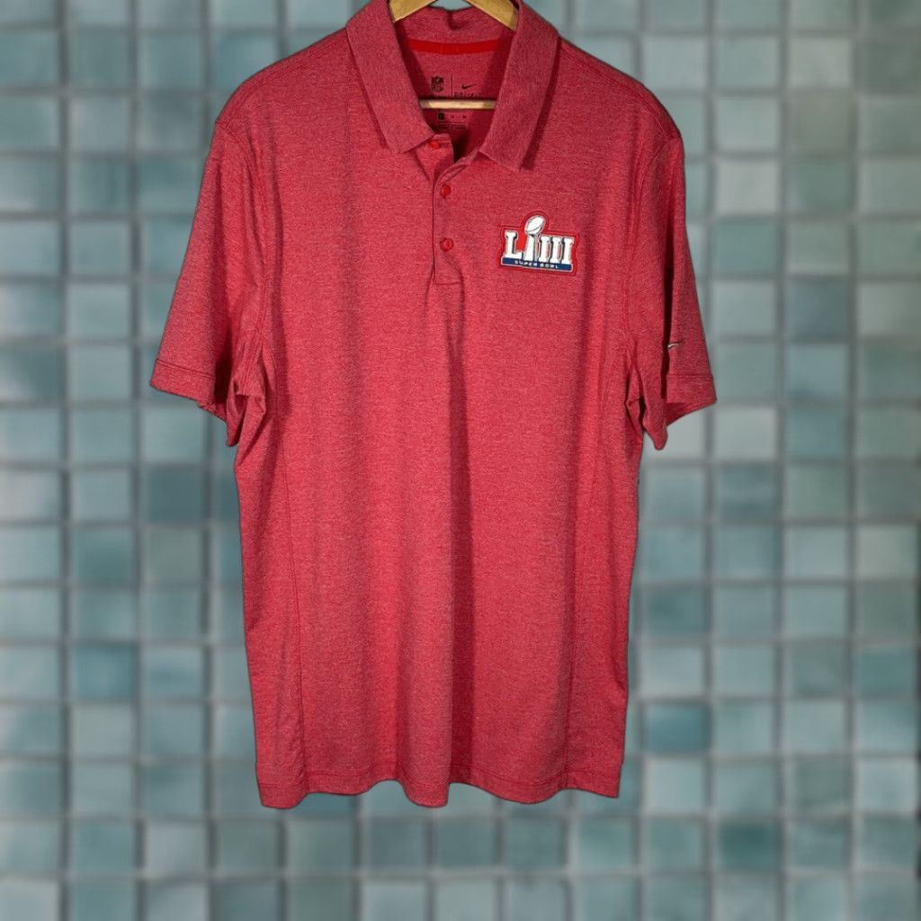 NFL Nike Super Bowl 53 LIII Red Mens Polo Shirt XL Dri-Fit NFL Team Apparel Shirt Size US XL / EU 56 / 4 - 1 Thumbnail