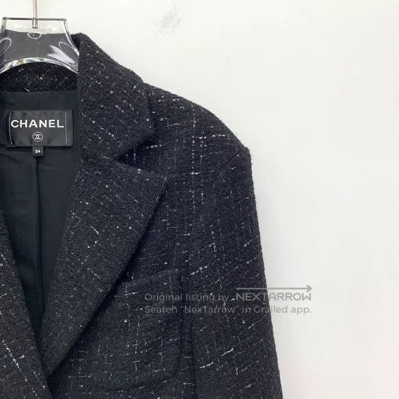 Chanel Chanel Black glitter wool lapel double-breasted long-sleev Size XXS / US 00 / IT 34 - 3 Thumbnail