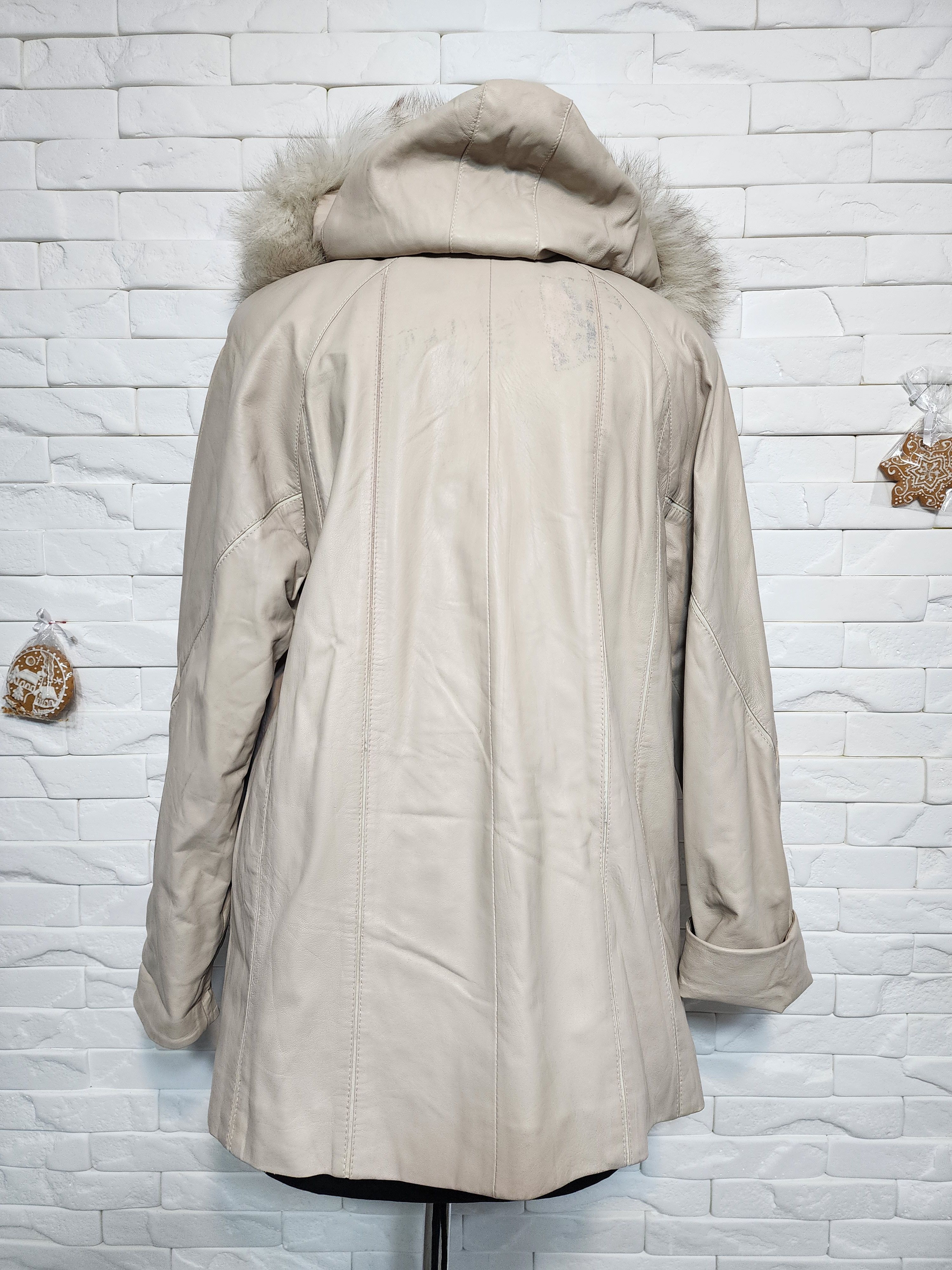 Genuine Leather Beige Leather Jacket: Women's Metal Zipper Front, Pockets Size L / US 10 / IT 46 - 4 Thumbnail