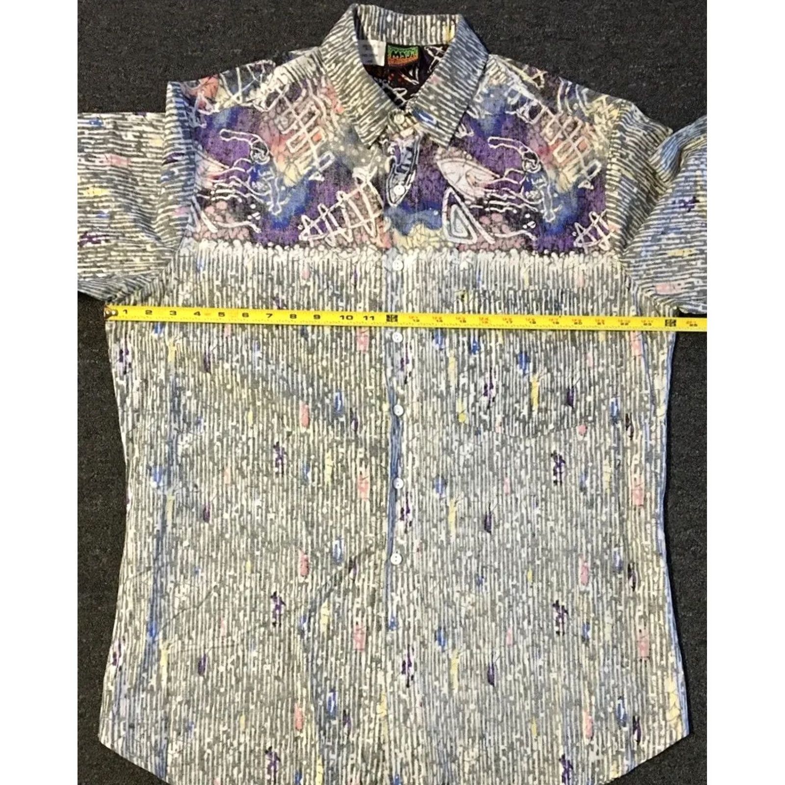 Gotcha VINTAGE All Over Print Shirt L Purple Surf Abstract AOP Button-Up Casual Men 70s 80s Grunge Vaporwave Ocean Pacific Size US L / EU 52-54 / 3 - 7 Thumbnail
