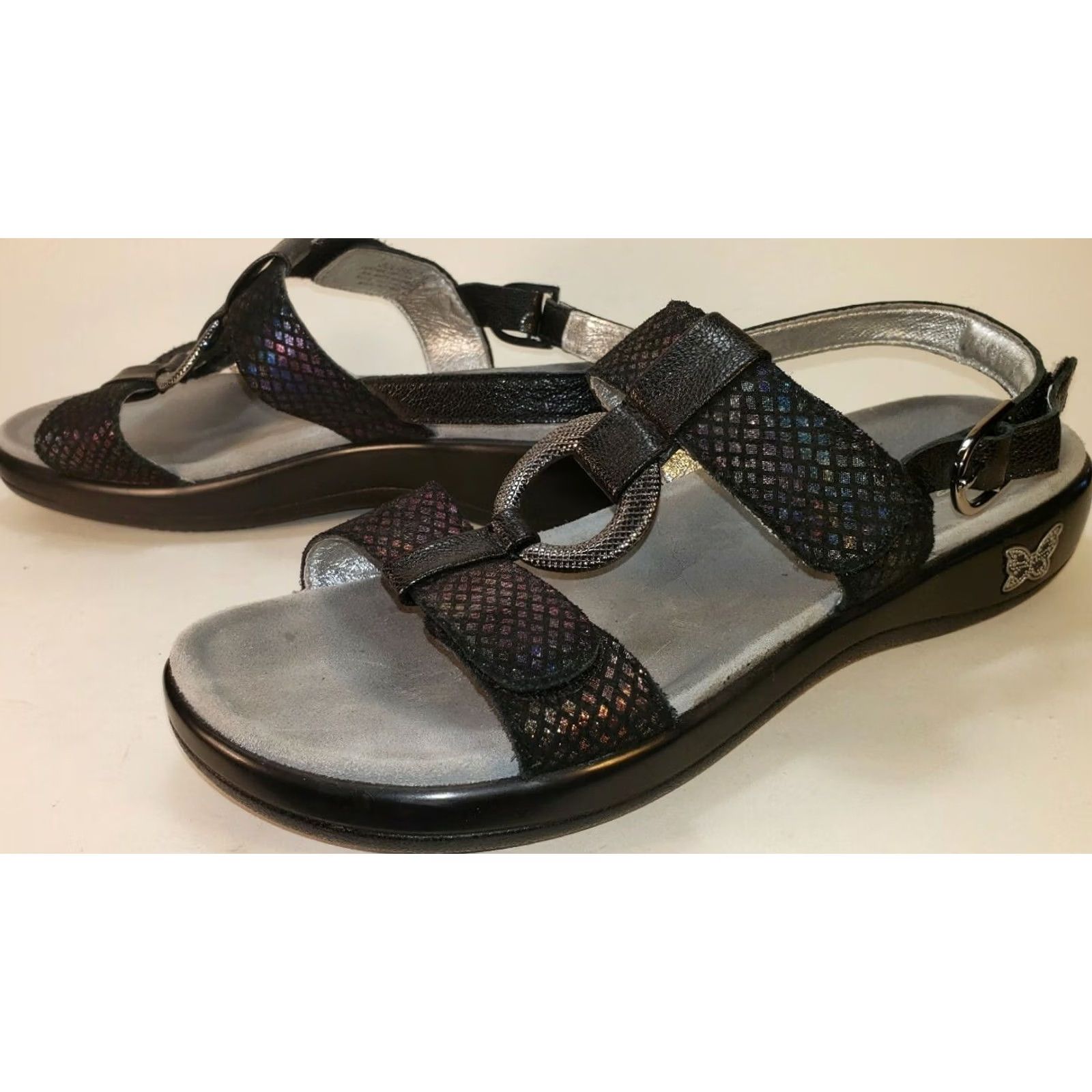 Vintage Alegria Womens Sandal Slingback Strappy Black Iridescent Reptile Size 8.5M 39EU Size US 9 / IT 39 - 4 Thumbnail