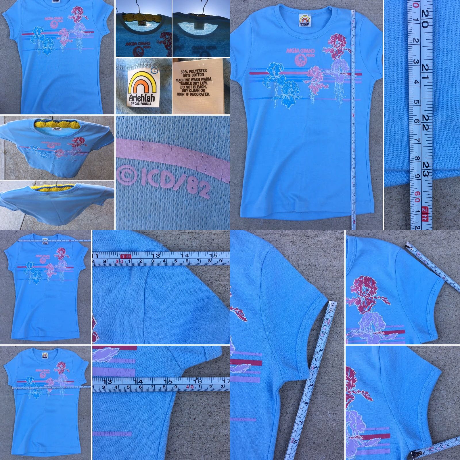 Vintage VINTAGE MGM Grand Reno T Shirt 1980s 80s Ariehlah Of California L Ladies Womens Blue Polycotton Graphic Shirt - Adult Large Size L / US 10 / IT 46 - 8 Thumbnail