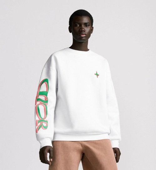 Dior o1w1db11025 513J670 Cotton Fleece Sweatshirt in White Size US XL / EU 56 / 4 - 3 Thumbnail