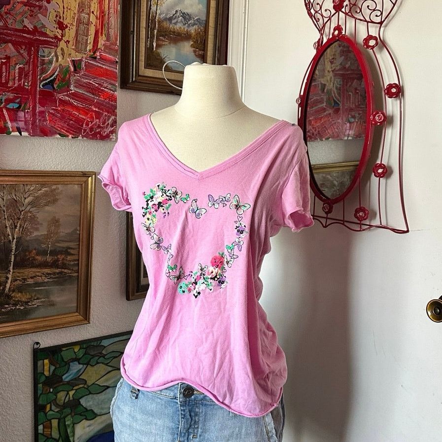 Other jenni pink floral heart graphic print shirt Size XL / US 12-14 / IT 48-50 - 1 Thumbnail