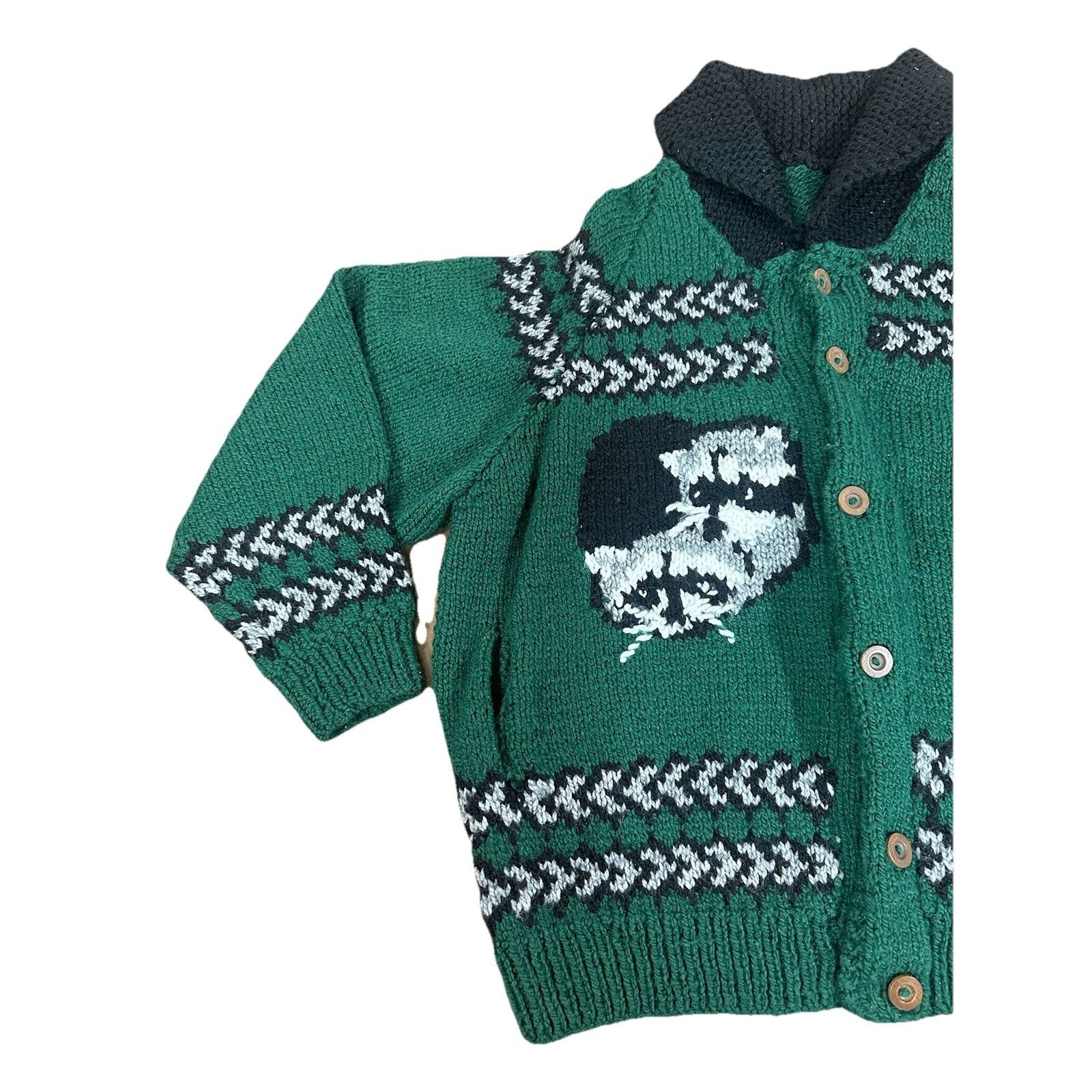 Handmade Vintage Wool Knit Sweater Pullover Button Up Cardigan Animal Size US L / EU 52-54 / 3 - 2 Thumbnail