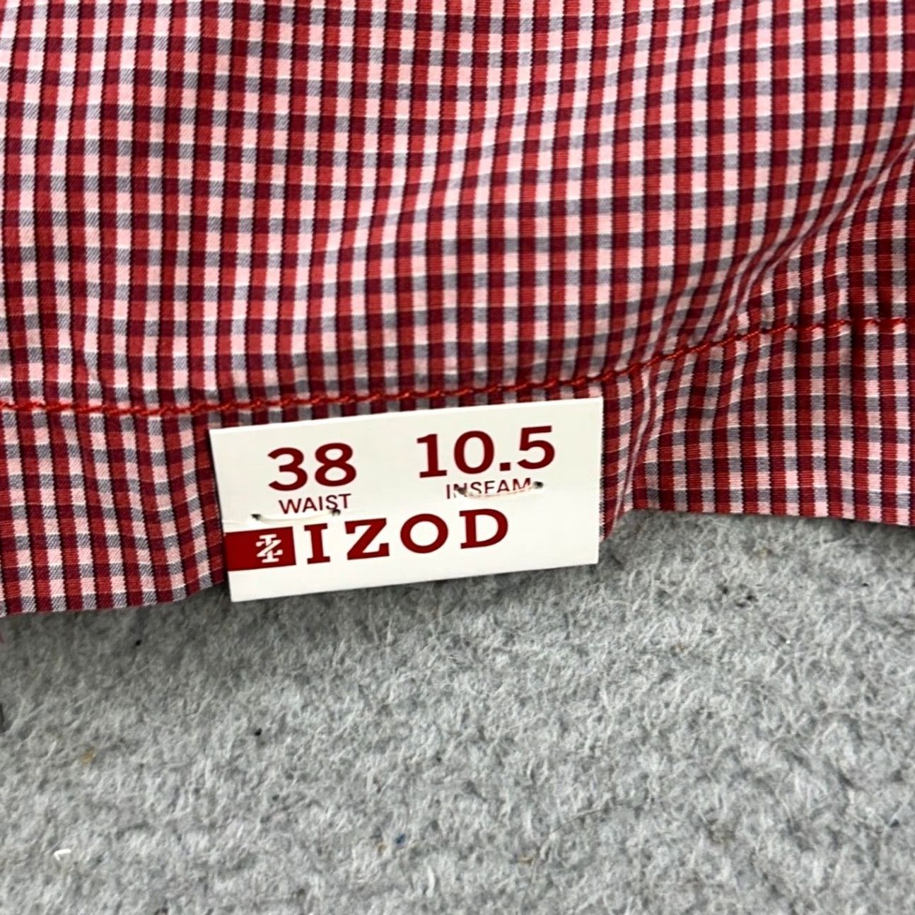 Izod IZOD Mens Khakis Shorts 38X10.5 Red Pin Check Flat Front Pockets 100% Cotton NEW Size US 38 / EU 54 - 6 Thumbnail