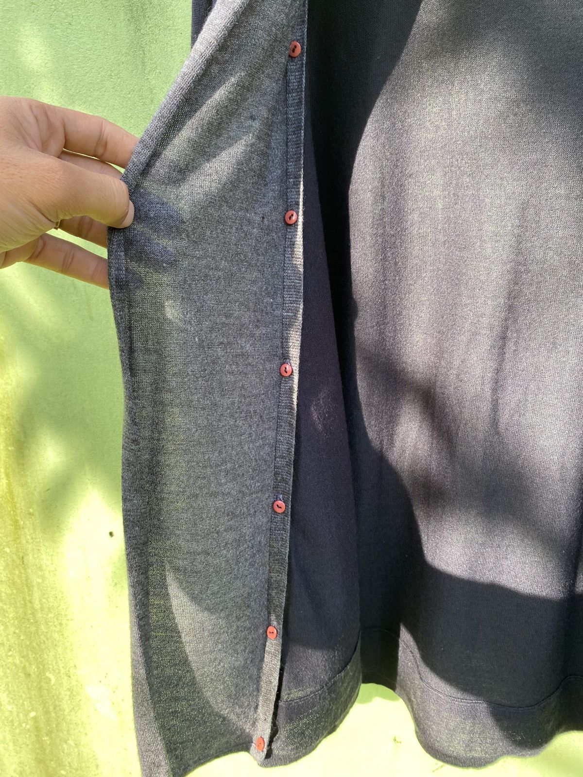 Japanese Brand Plasis Shawl Collar Knit Cardigan Dark Navy Minimalist Japan Size US M / EU 48-50 / 2 - 7 Thumbnail