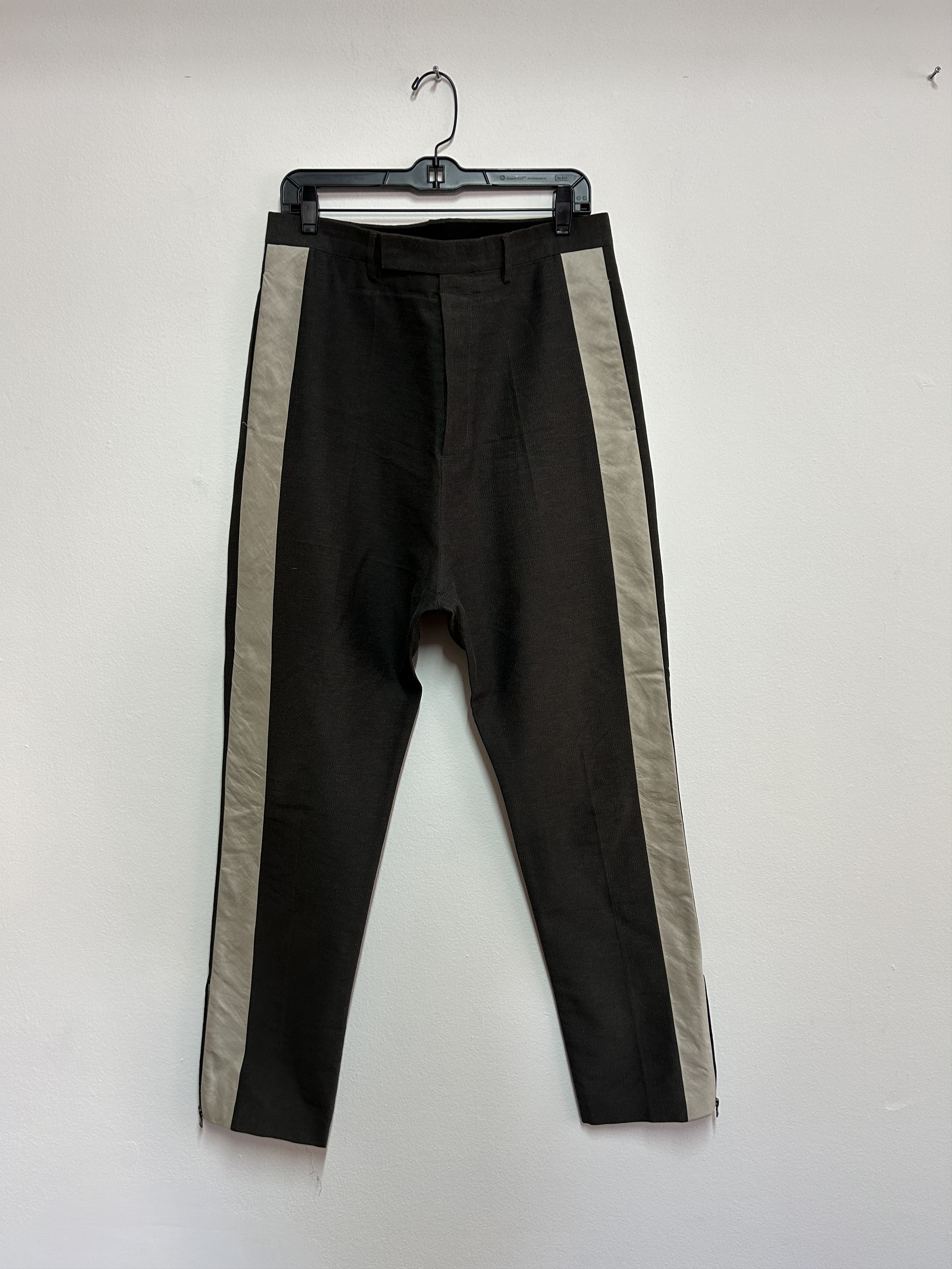 image of Rick Owens Dropcrotch Slim Fit Trousers in Dark/Light Grey, Men's (Size 32)