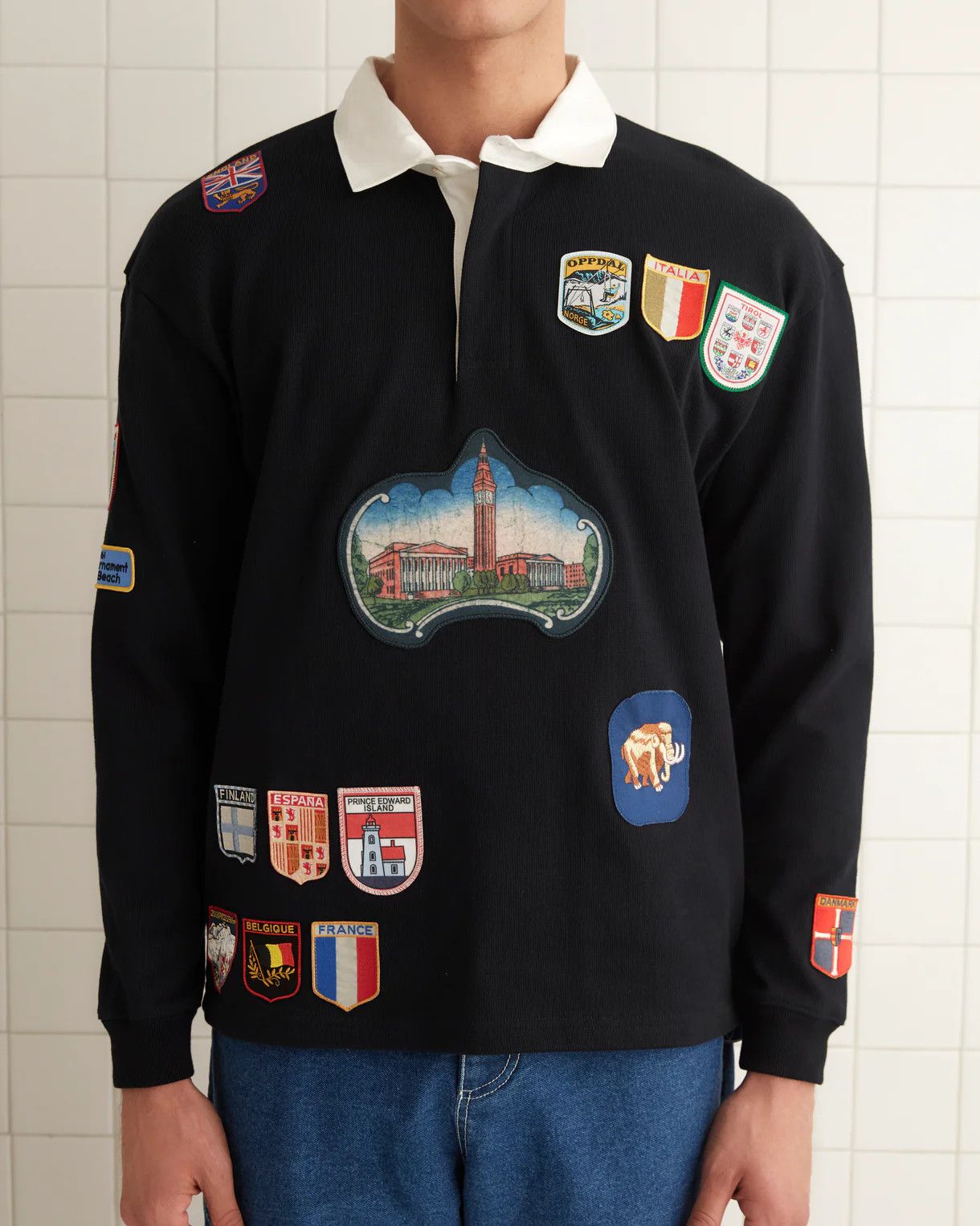 Bode Bode Black Multi Patch Rugby Shirt | Grailed