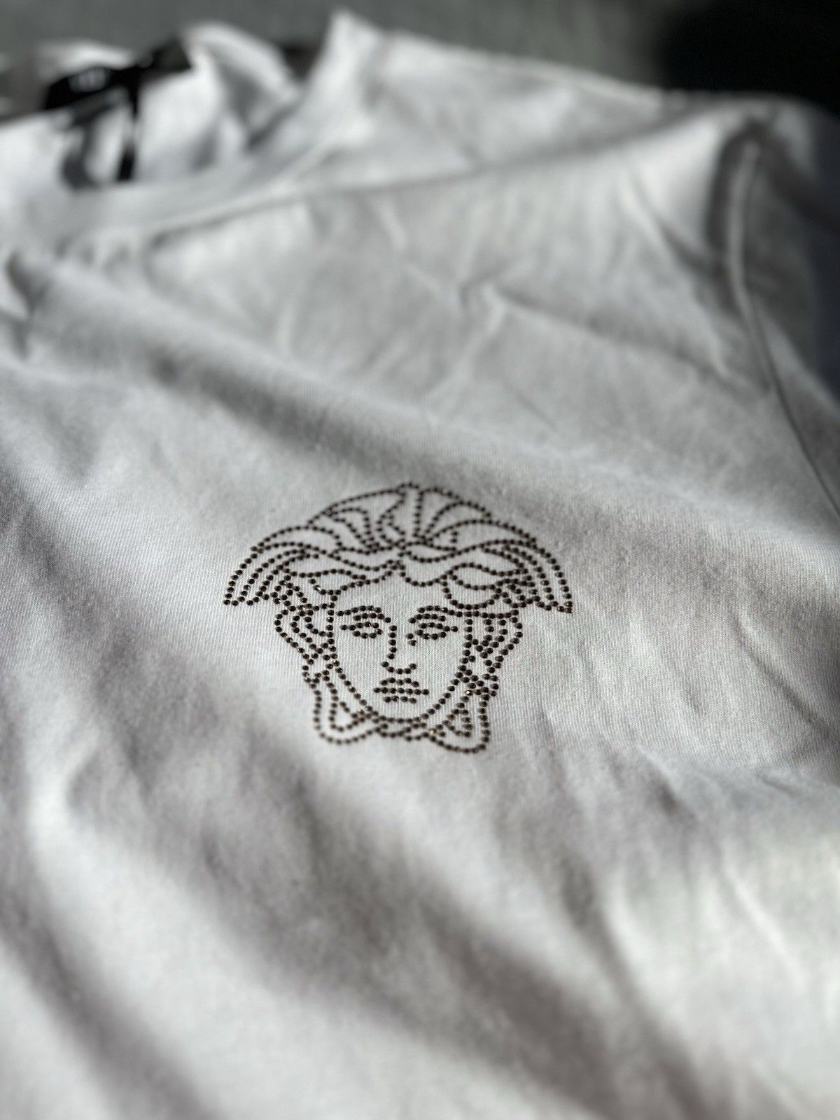Versace White Versace Shirt With Gold Crystals Size M / US 6-8 / IT 42-44 - 3 Thumbnail