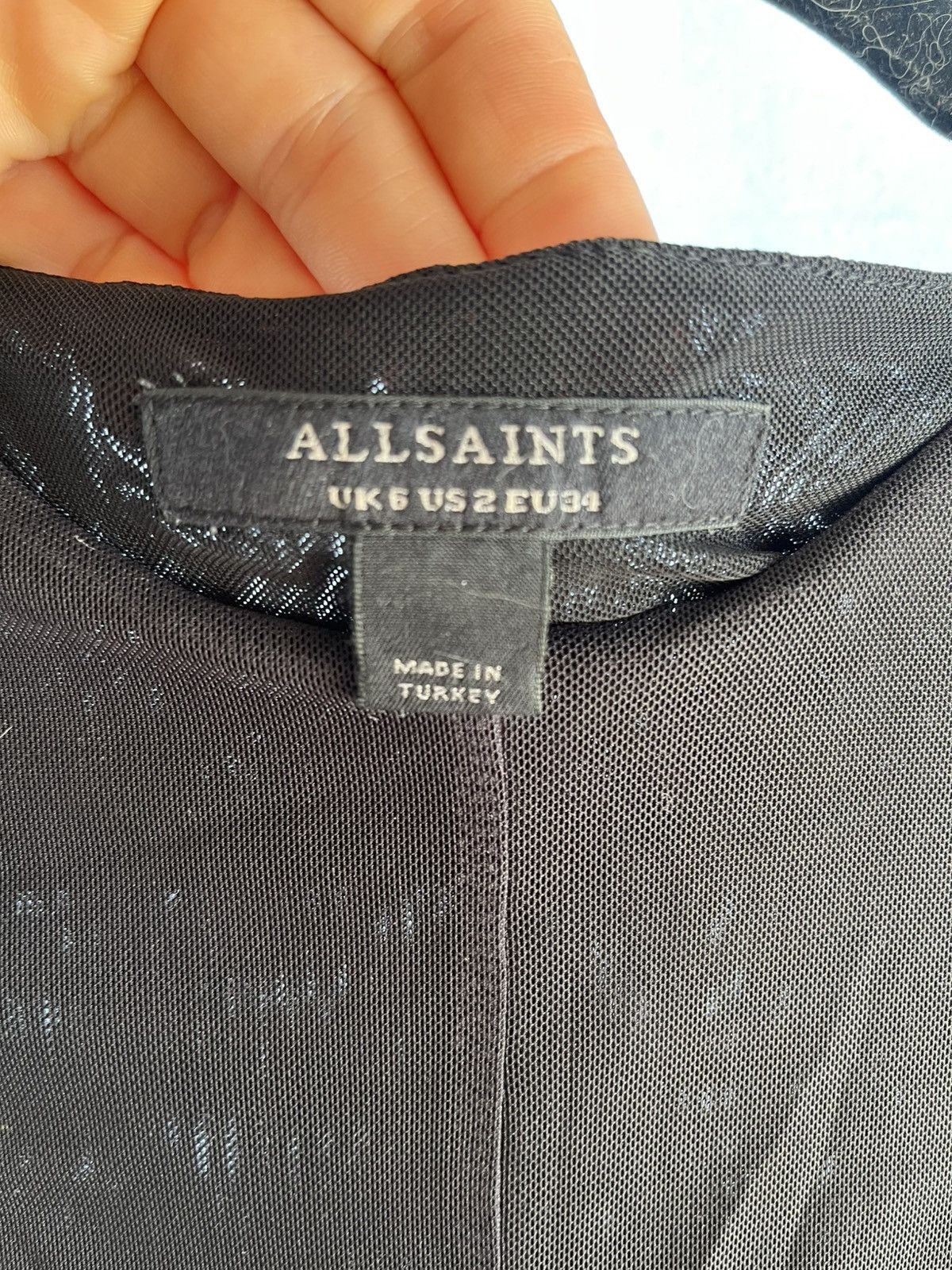 Allsaints AllSaints Black Sheer Floral Ruched Midi Dress XS Size XS / US 0-2 / IT 36-38 - 4 Thumbnail
