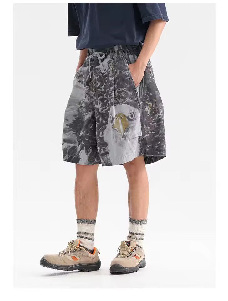 Designer Printed Streetwear Baggy Wide Leg Cargo Shorts Size US 32 / EU 48 - 3 Thumbnail